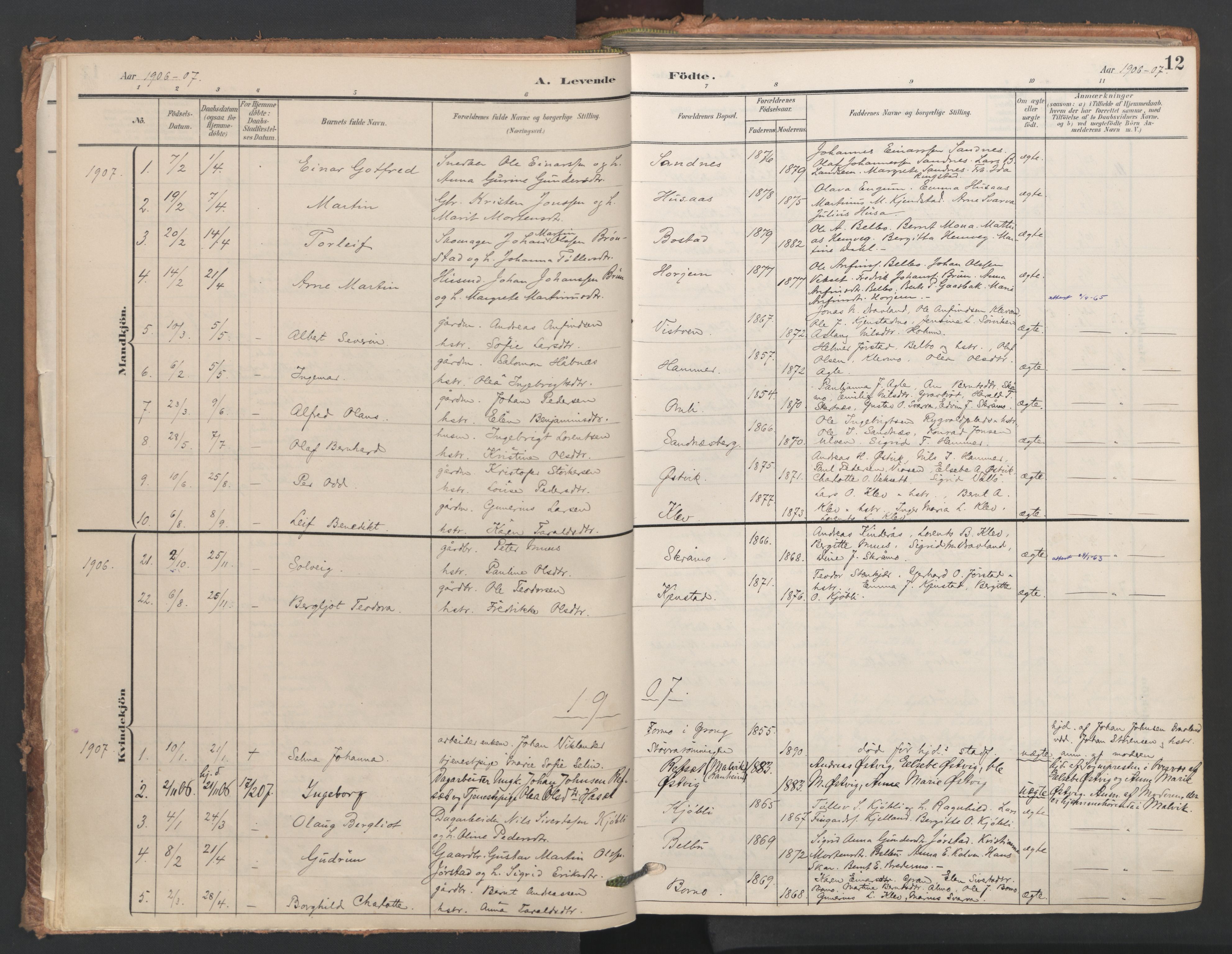 Ministerialprotokoller, klokkerbøker og fødselsregistre - Nord-Trøndelag, AV/SAT-A-1458/749/L0477: Ministerialbok nr. 749A11, 1902-1927, s. 12