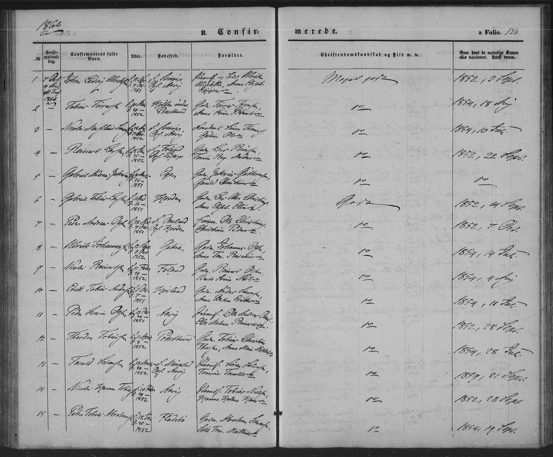 Sør-Audnedal sokneprestkontor, SAK/1111-0039/F/Fa/Faa/L0002: Ministerialbok nr. A 2, 1848-1867, s. 126