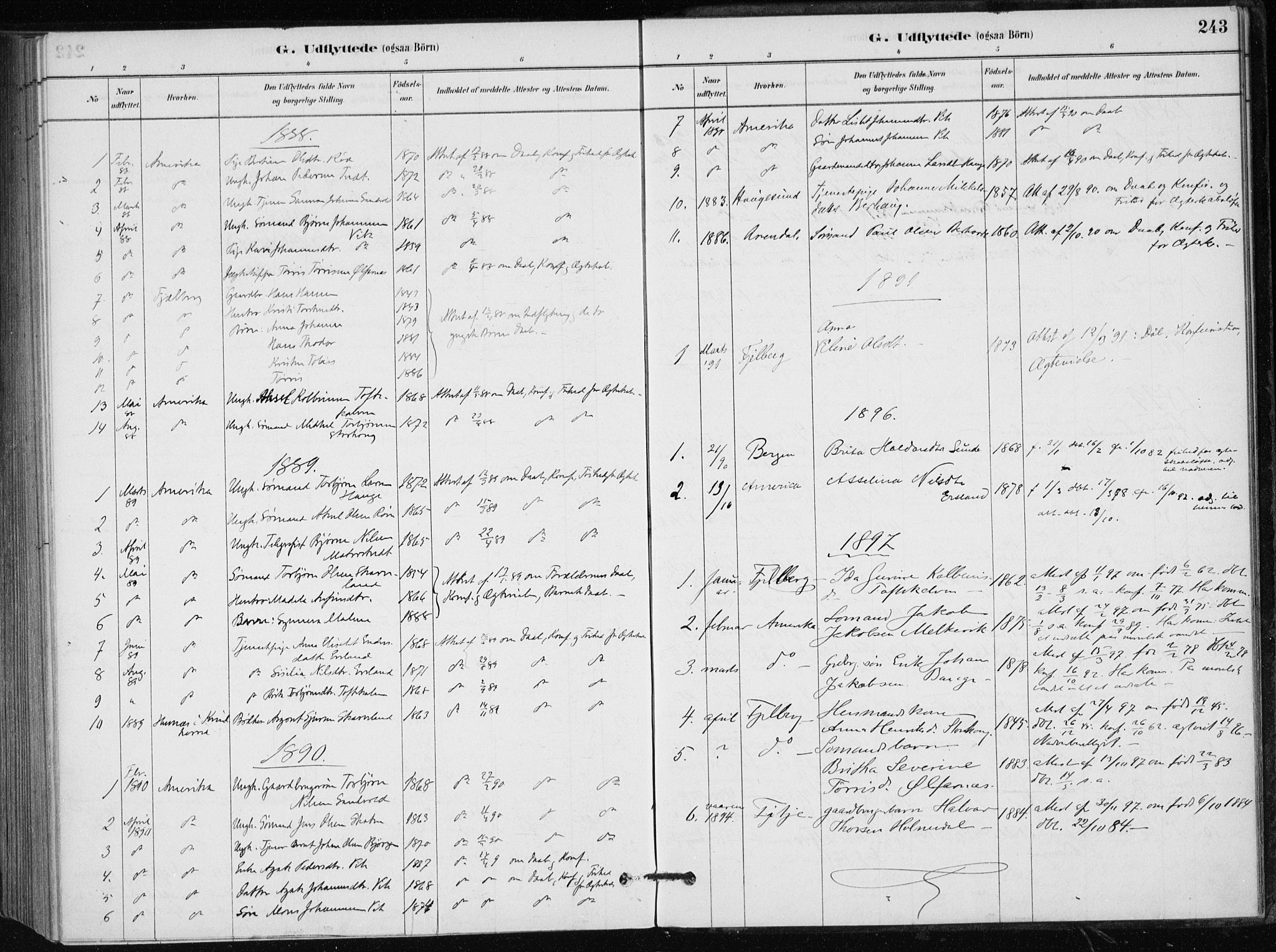 Skånevik sokneprestembete, AV/SAB-A-77801/H/Haa: Ministerialbok nr. C  1, 1879-1917, s. 243