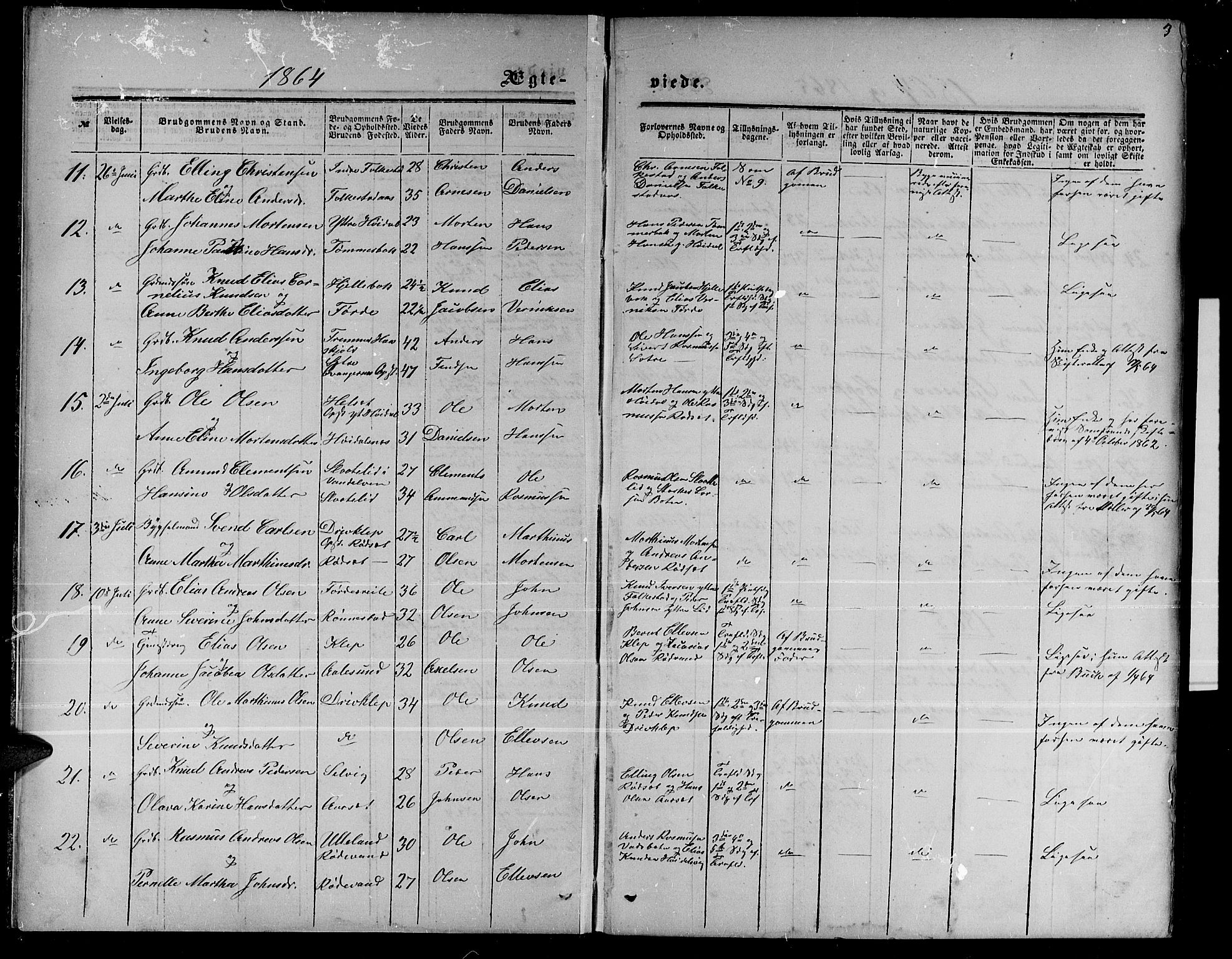 Ministerialprotokoller, klokkerbøker og fødselsregistre - Møre og Romsdal, AV/SAT-A-1454/511/L0157: Klokkerbok nr. 511C03, 1864-1884, s. 3