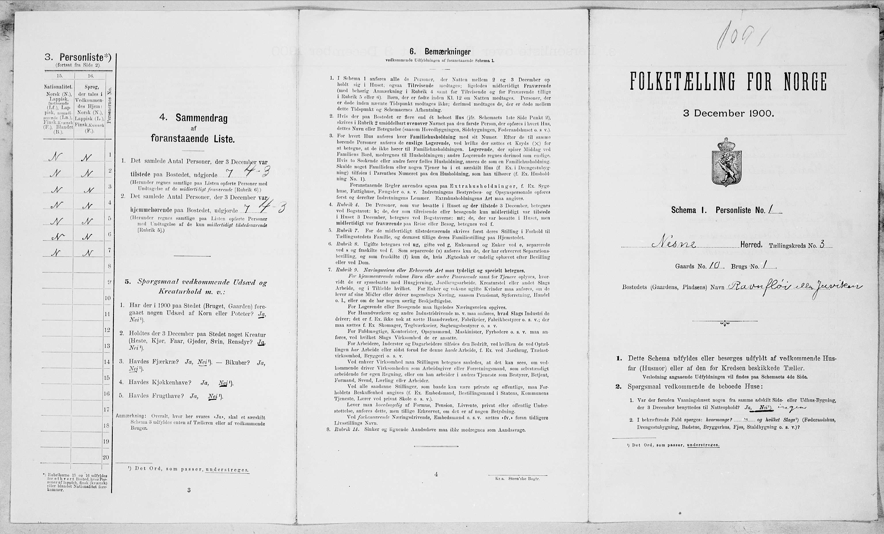 SAT, Folketelling 1900 for 1828 Nesna herred, 1900, s. 171