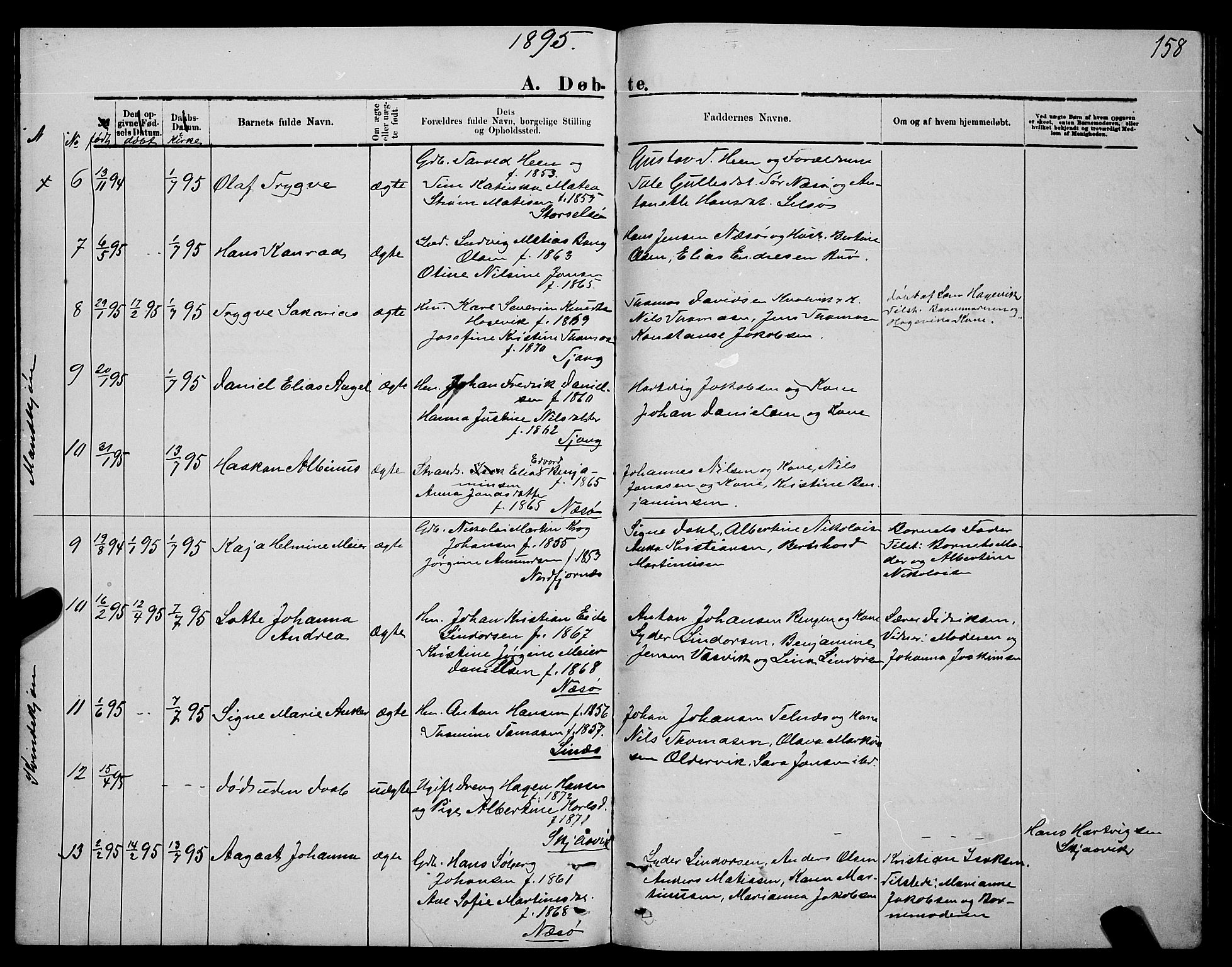 Ministerialprotokoller, klokkerbøker og fødselsregistre - Nordland, SAT/A-1459/841/L0620: Klokkerbok nr. 841C04, 1877-1896, s. 158