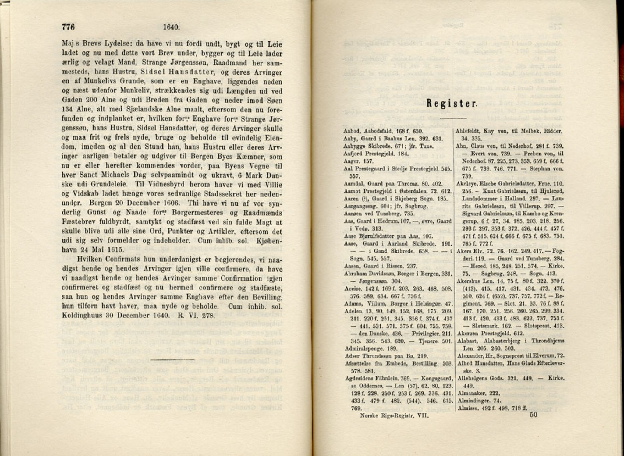 Publikasjoner utgitt av Det Norske Historiske Kildeskriftfond, PUBL/-/-/-: Norske Rigs-Registranter, bind 7, 1635-1640, s. 776-777