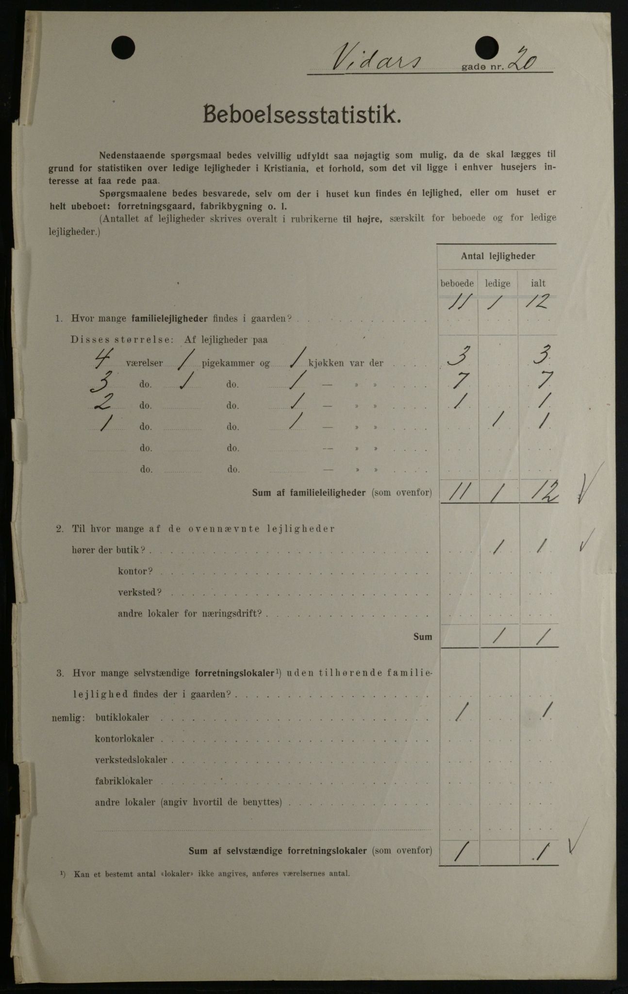 OBA, Kommunal folketelling 1.2.1908 for Kristiania kjøpstad, 1908, s. 111050