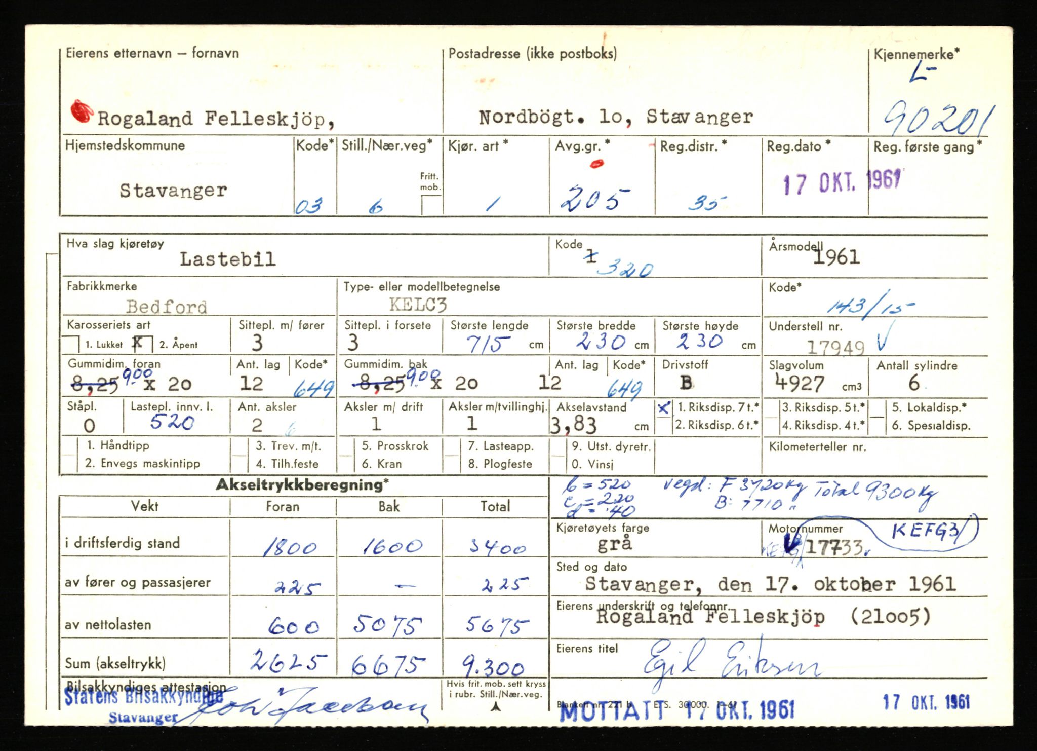 Stavanger trafikkstasjon, AV/SAST-A-101942/0/F/L0075: L-88800 - L-92499, 1930-1971, s. 1087