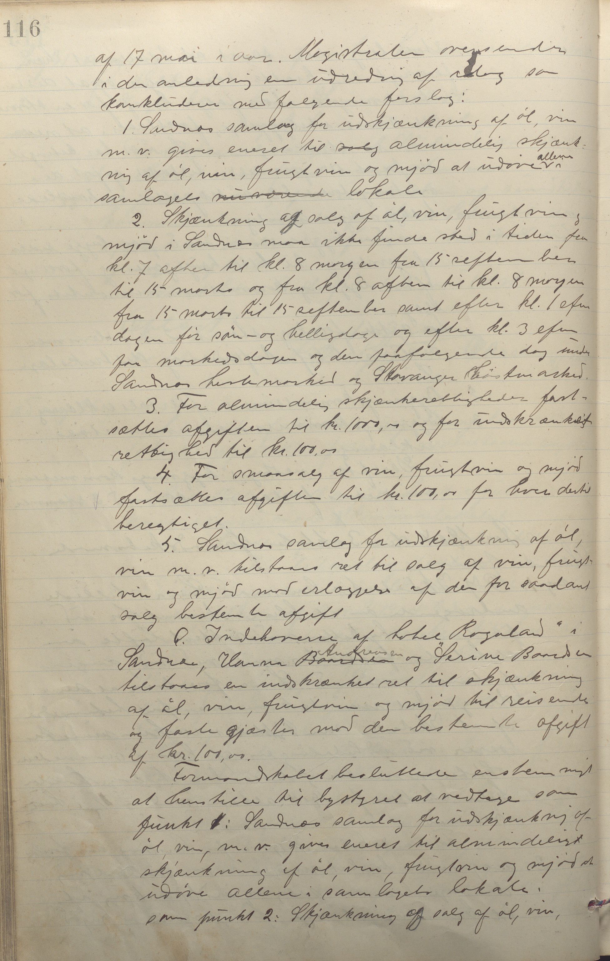 Sandnes kommune - Formannskapet og Bystyret, IKAR/K-100188/Aa/L0006: Møtebok, 1902-1909, s. 116
