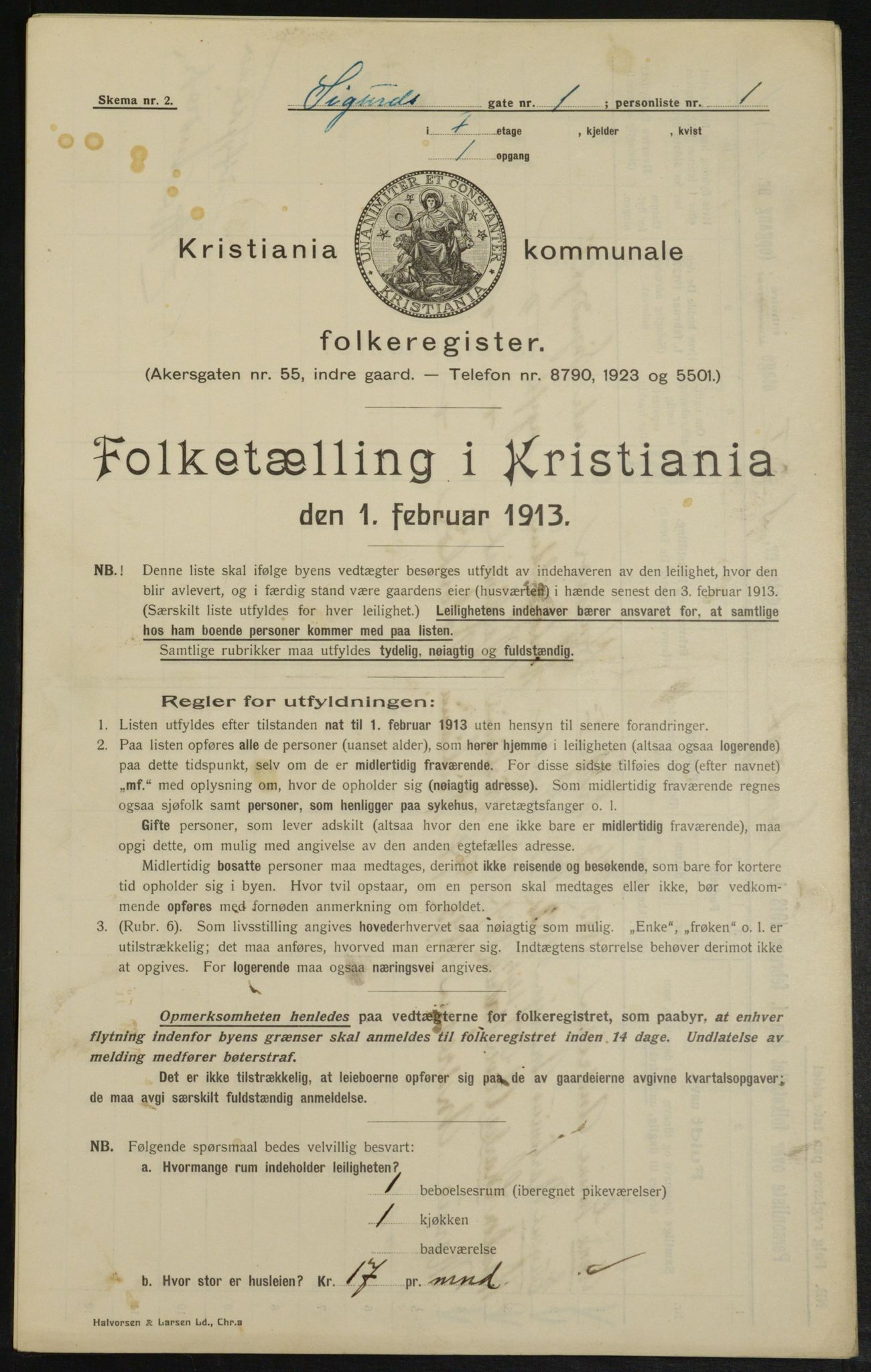 OBA, Kommunal folketelling 1.2.1913 for Kristiania, 1913, s. 94776