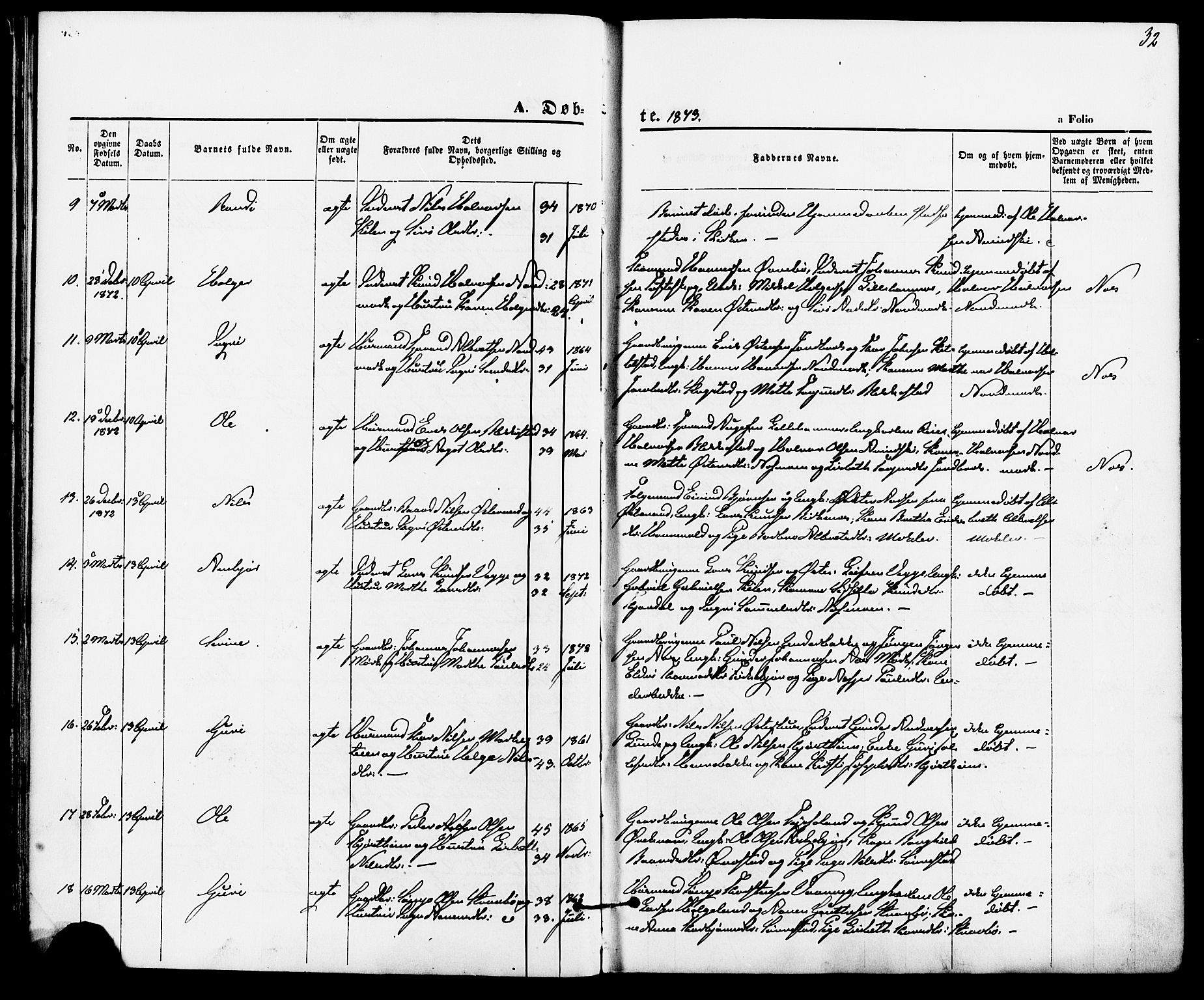 Suldal sokneprestkontor, AV/SAST-A-101845/01/IV/L0010: Ministerialbok nr. A 10, 1869-1878, s. 32