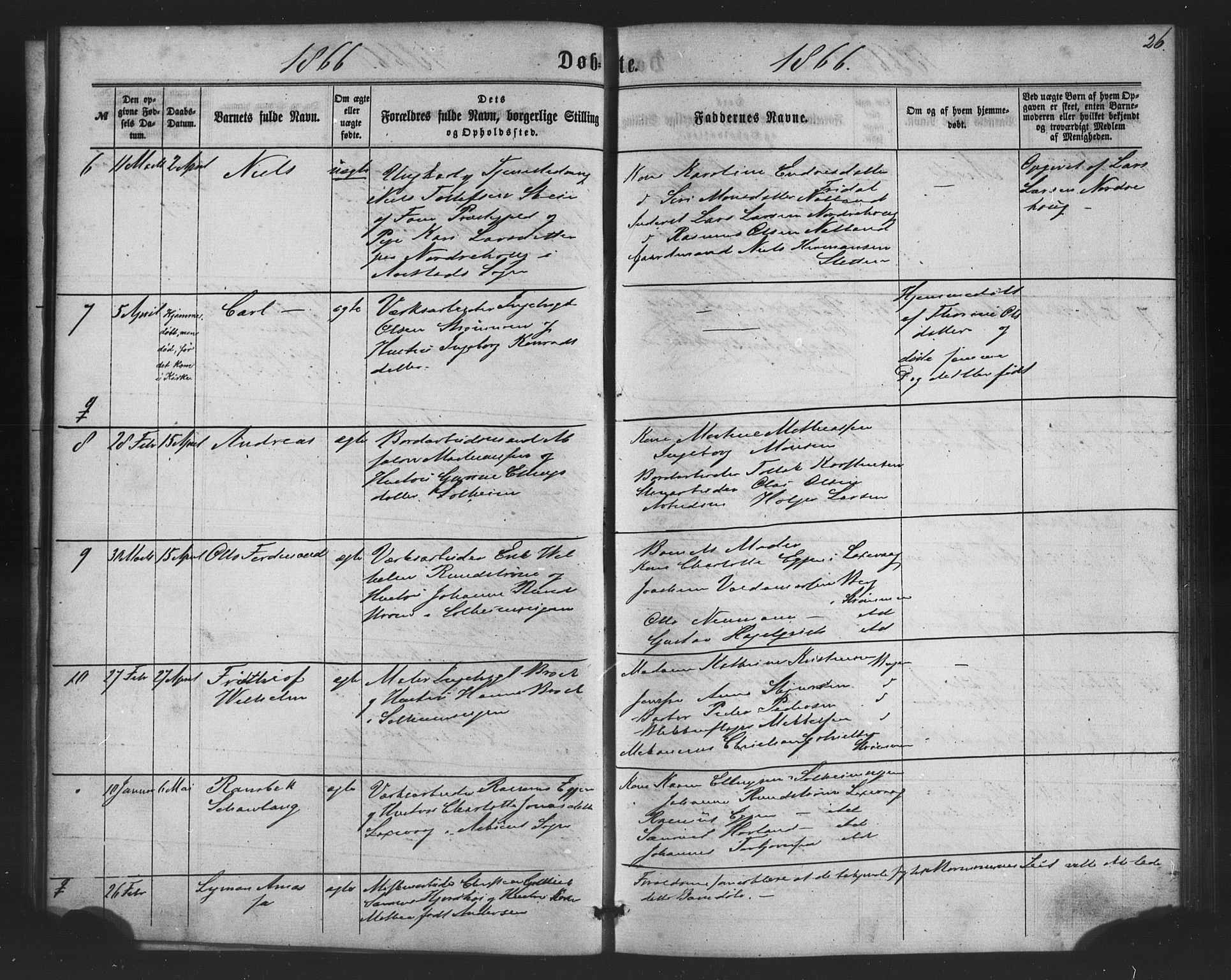 St. Jørgens hospital og Årstad sokneprestembete, AV/SAB-A-99934: Klokkerbok nr. A 3, 1863-1872, s. 26