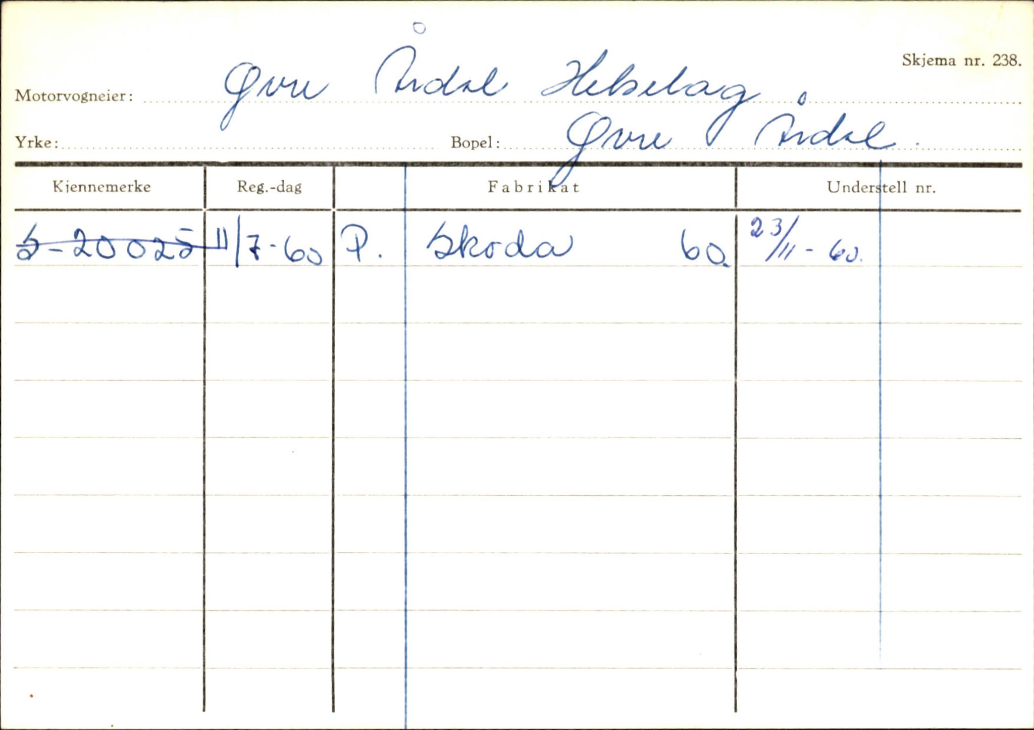 Statens vegvesen, Sogn og Fjordane vegkontor, AV/SAB-A-5301/4/F/L0146: Registerkort Årdal R-Å samt diverse kort, 1945-1975, s. 1644