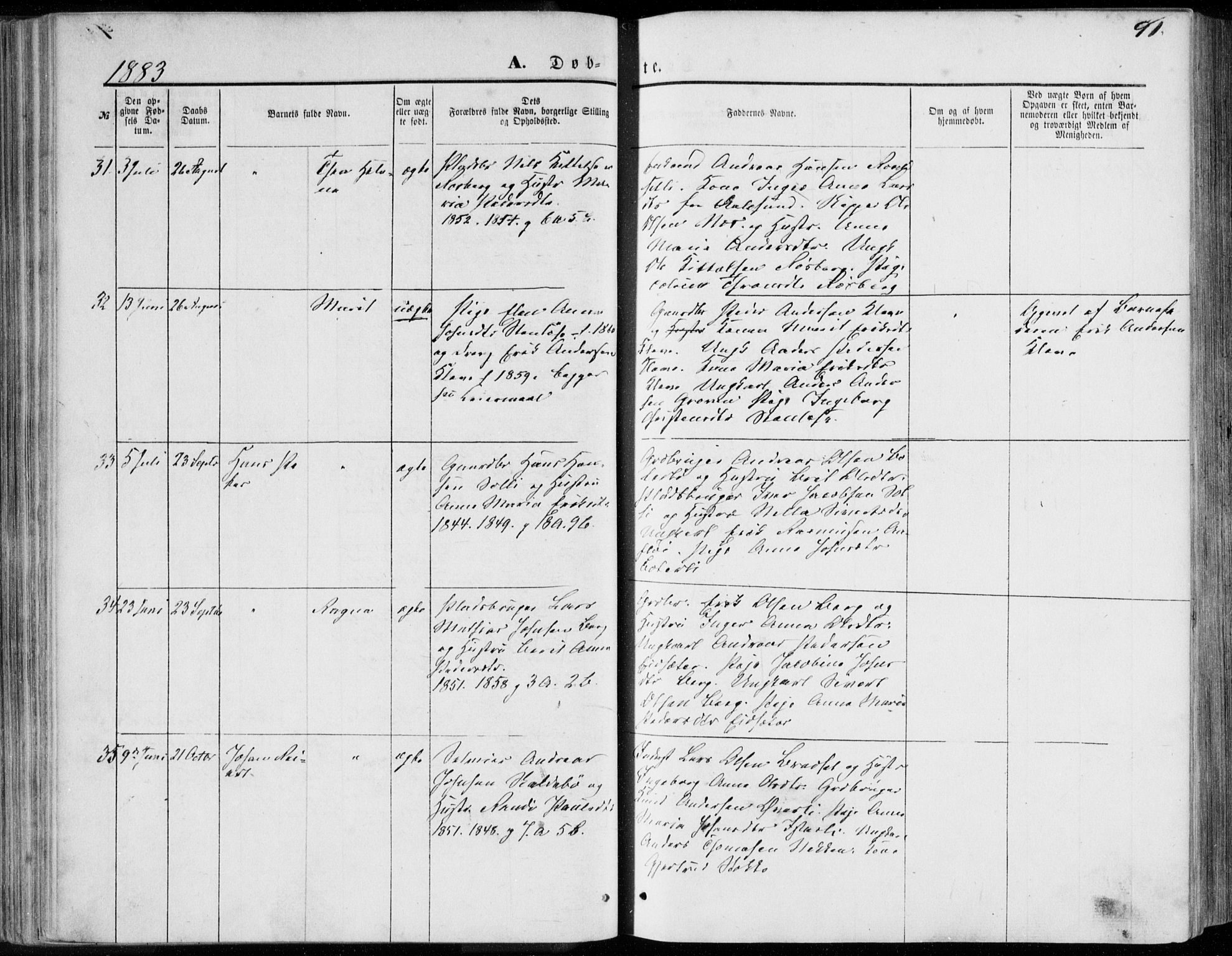 Ministerialprotokoller, klokkerbøker og fødselsregistre - Møre og Romsdal, AV/SAT-A-1454/557/L0681: Ministerialbok nr. 557A03, 1869-1886, s. 91