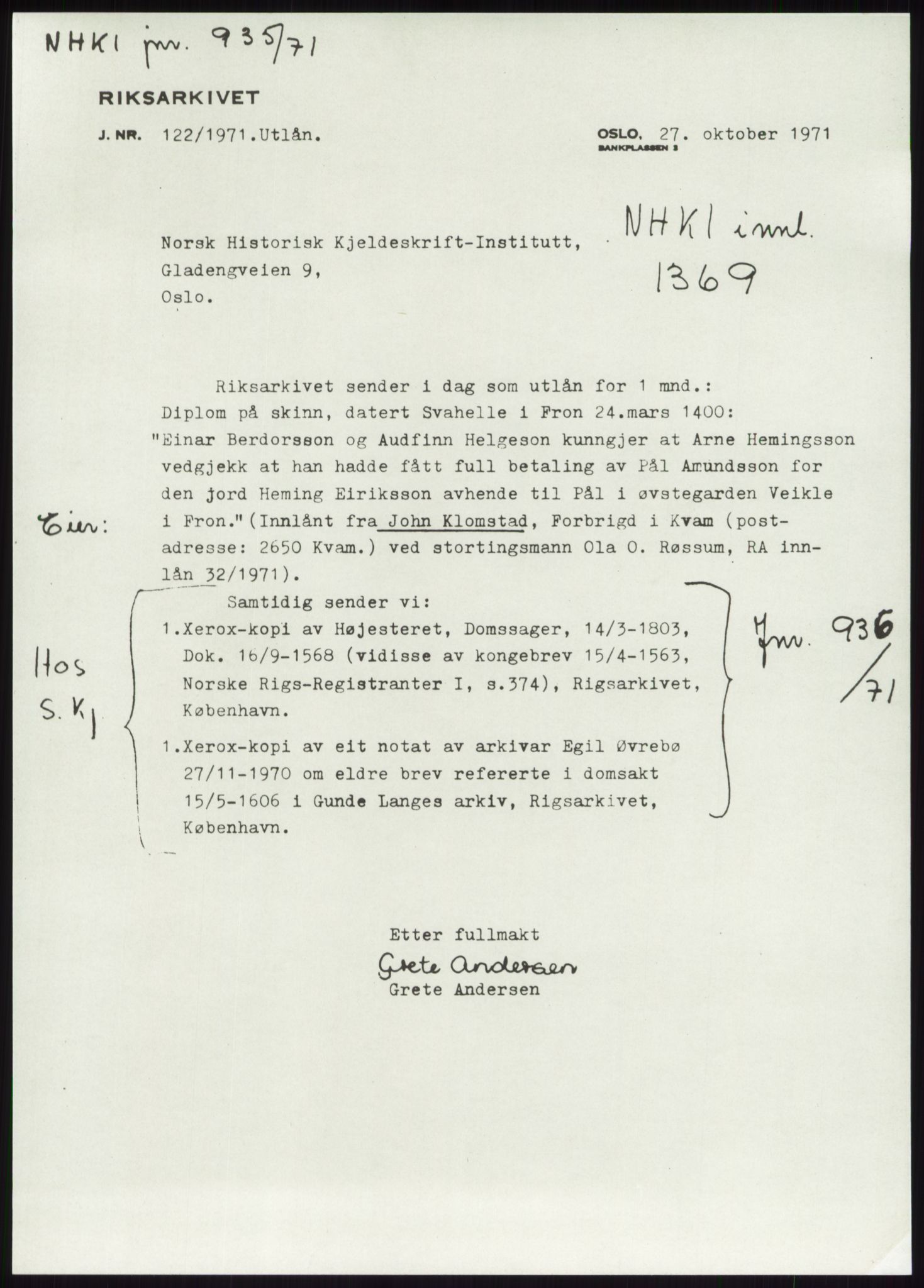 Samlinger til kildeutgivelse, Diplomavskriftsamlingen, AV/RA-EA-4053/H/Ha, s. 2964
