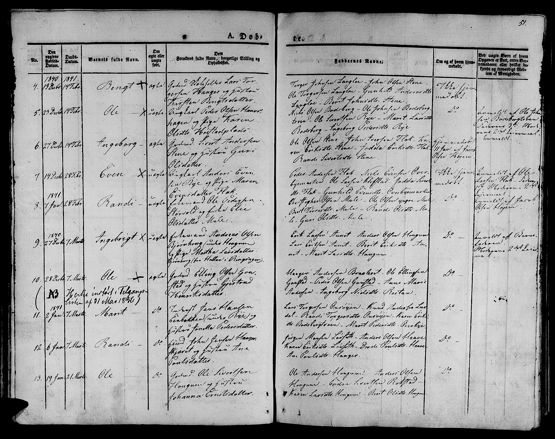Ministerialprotokoller, klokkerbøker og fødselsregistre - Sør-Trøndelag, SAT/A-1456/612/L0374: Ministerialbok nr. 612A07 /1, 1829-1845, s. 51