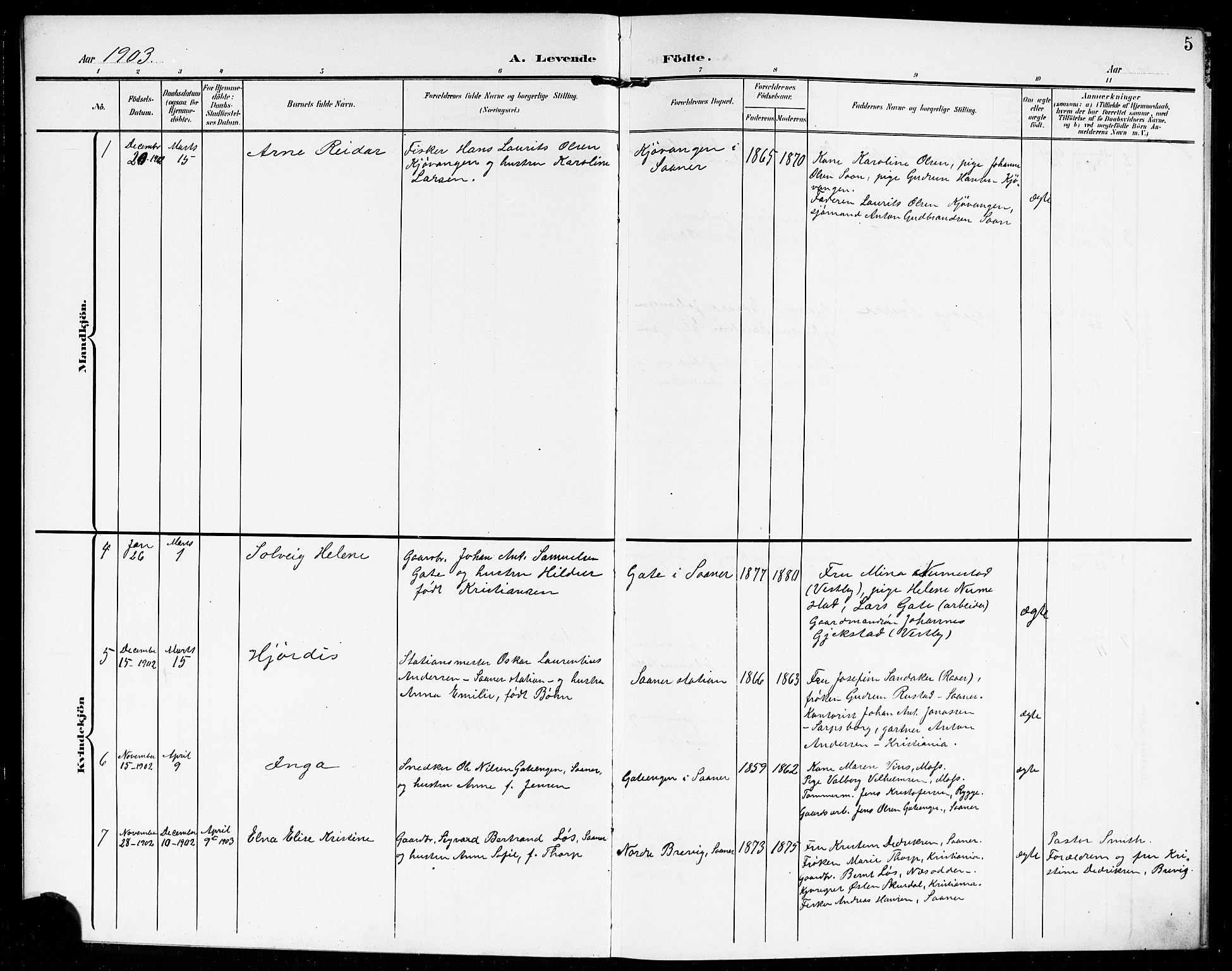 Vestby prestekontor Kirkebøker, AV/SAO-A-10893/G/Gb/L0002: Klokkerbok nr. II 2, 1903-1914, s. 5