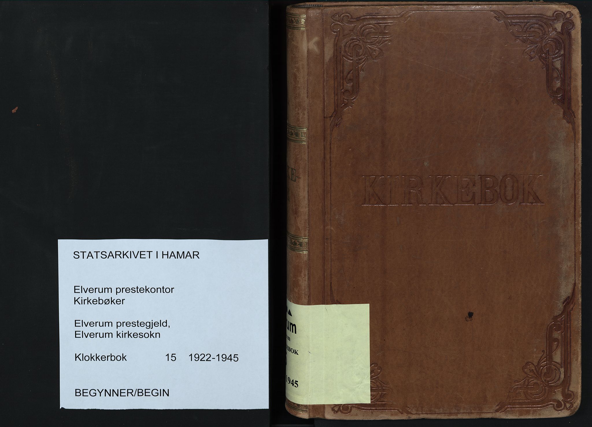 Elverum prestekontor, SAH/PREST-044/H/Ha/Hab/L0015: Klokkerbok nr. 15, 1922-1945