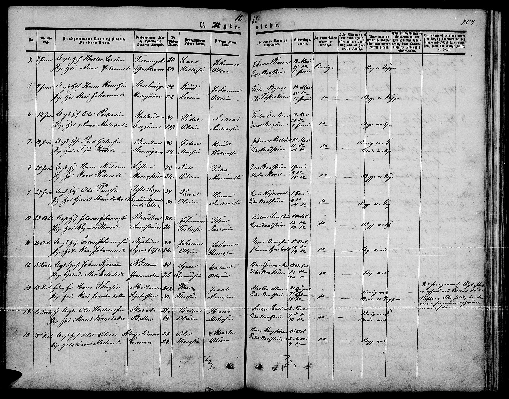 Nord-Fron prestekontor, SAH/PREST-080/H/Ha/Hab/L0001: Klokkerbok nr. 1, 1851-1883, s. 204