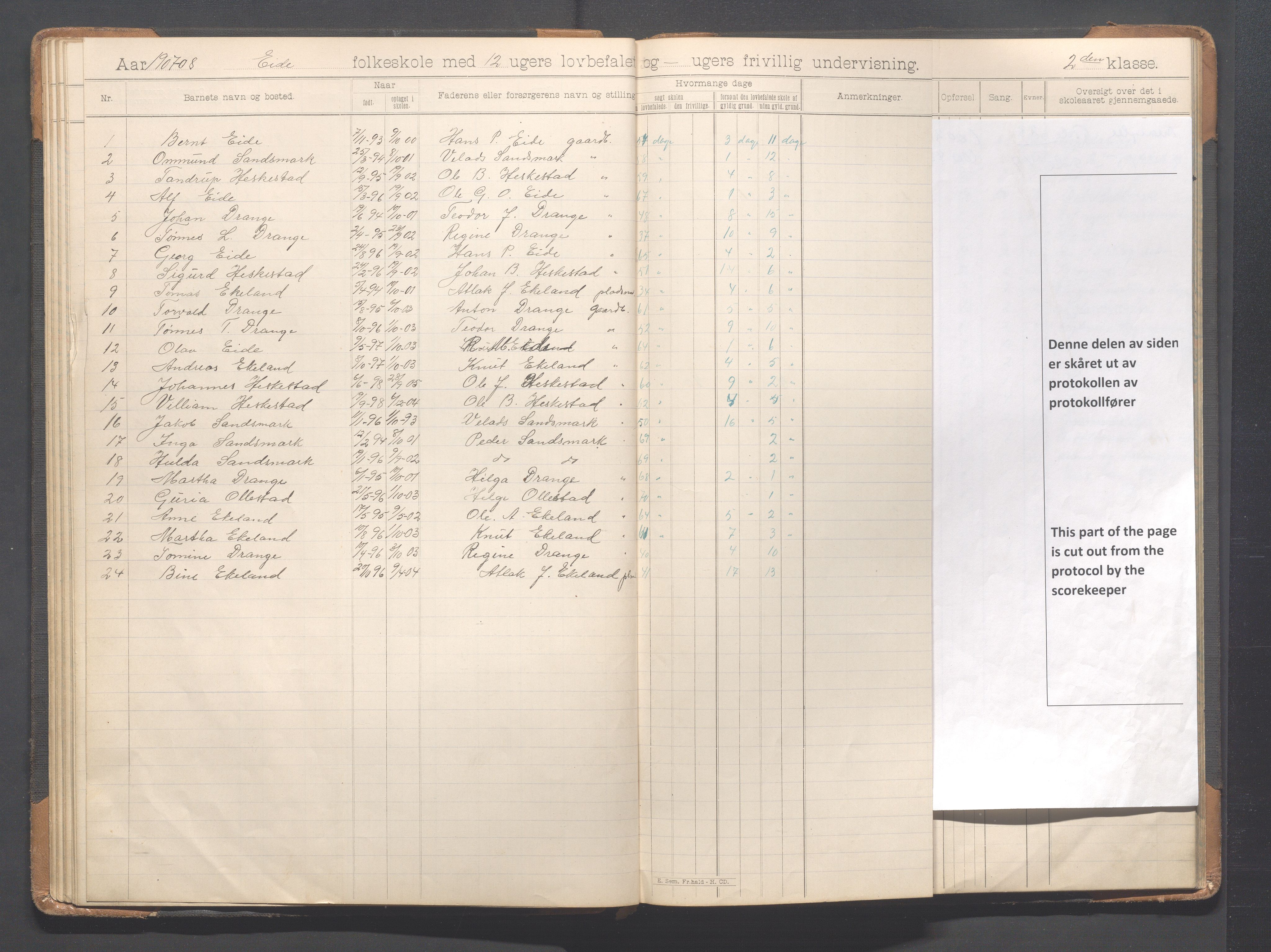 Heskestad kommune - Eide skole, IKAR/K-101744/H/L0001: Skoleprotokoll, 1898-1922, s. 39