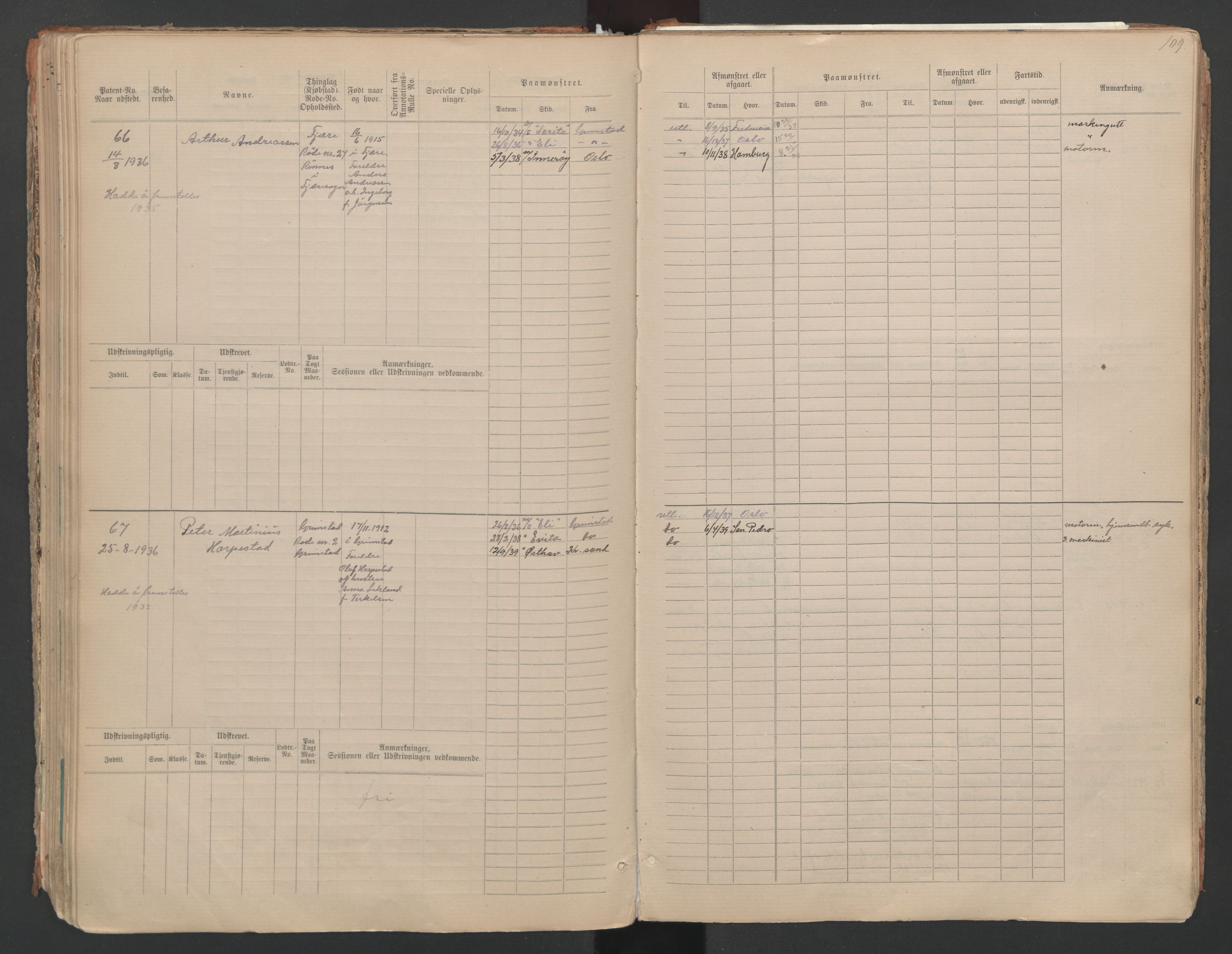 Grimstad mønstringskrets, AV/SAK-2031-0013/F/Fa/L0007: Annotasjonsrulle nr 1-265 og hovedrulle B nr 1-160, V-20, 1894-1949, s. 114