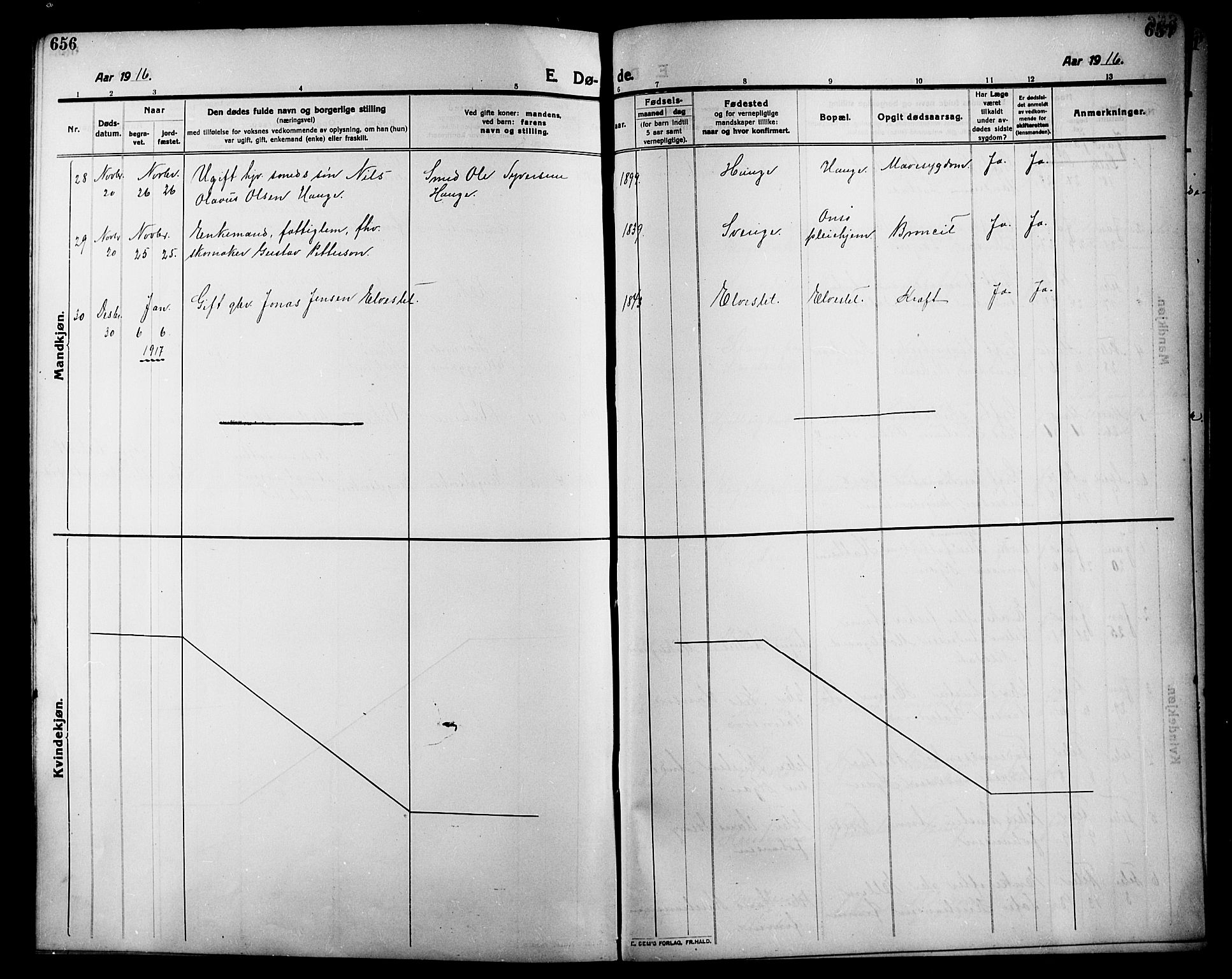 Onsøy prestekontor Kirkebøker, AV/SAO-A-10914/G/Ga/L0003: Klokkerbok nr. I 3, 1910-1926, s. 656-657