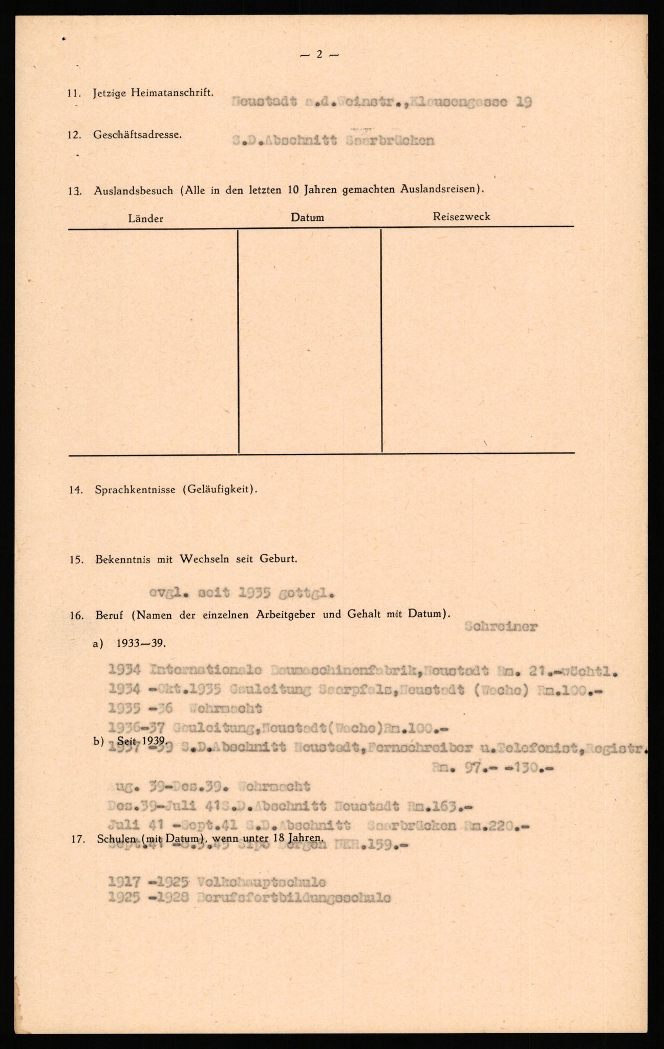 Forsvaret, Forsvarets overkommando II, RA/RAFA-3915/D/Db/L0035: CI Questionaires. Tyske okkupasjonsstyrker i Norge. Tyskere., 1945-1946, s. 483