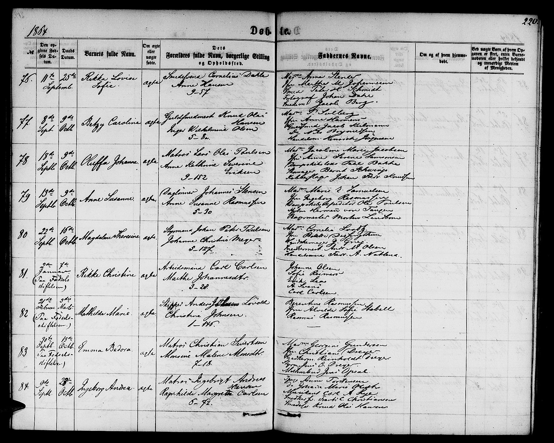 Nykirken Sokneprestembete, AV/SAB-A-77101/H/Hab: Klokkerbok nr. B 2, 1859-1868, s. 220