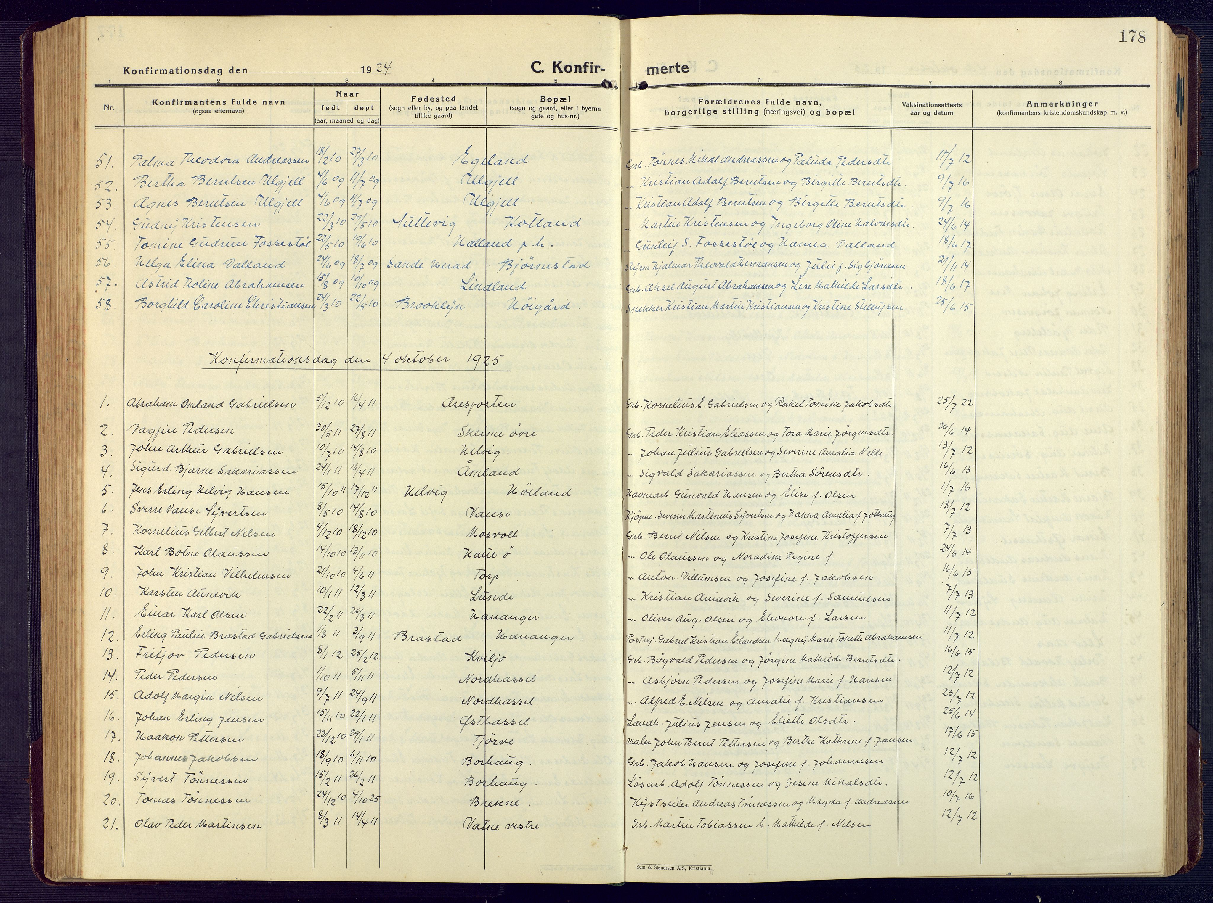 Lista sokneprestkontor, SAK/1111-0027/F/Fb/L0006: Klokkerbok nr. B 6, 1924-1947, s. 178