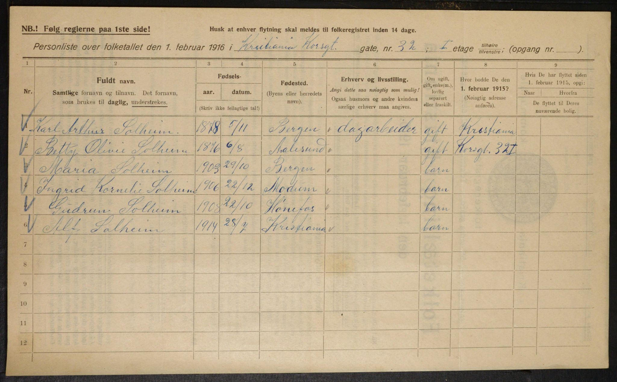 OBA, Kommunal folketelling 1.2.1916 for Kristiania, 1916, s. 55045