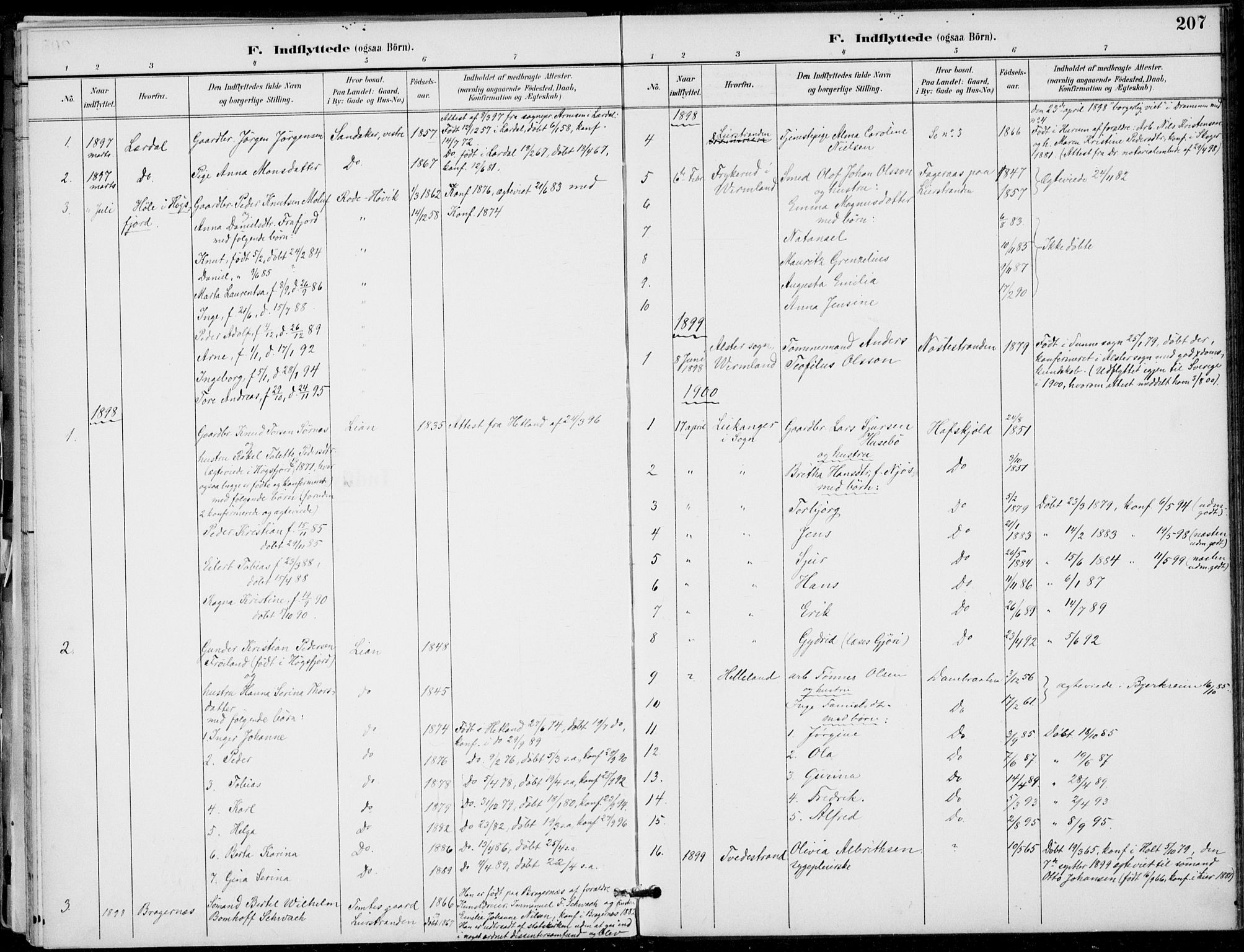 Lier kirkebøker, AV/SAKO-A-230/F/Fa/L0016: Ministerialbok nr. I 16, 1895-1900, s. 207