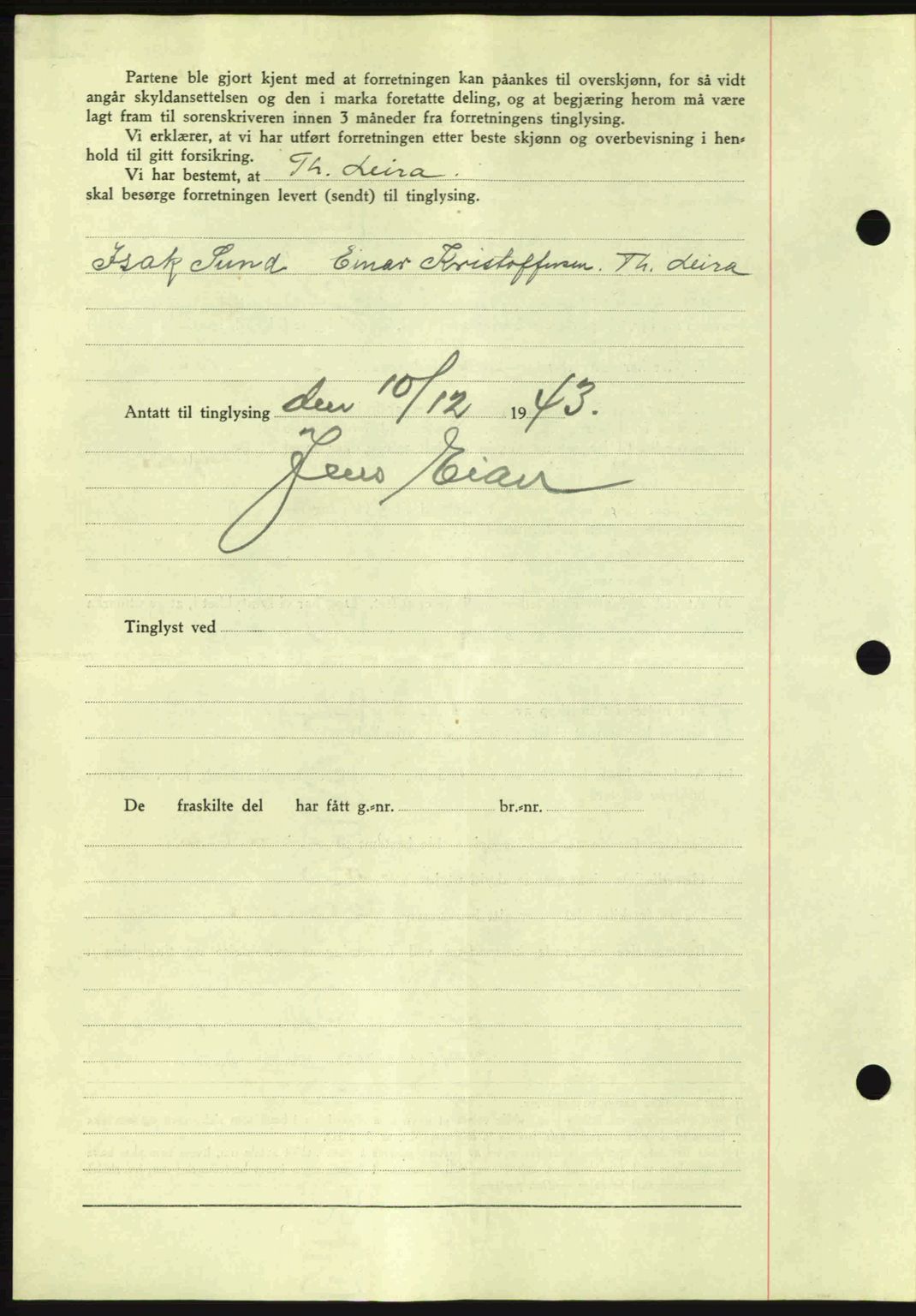 Fosen sorenskriveri, AV/SAT-A-1107/1/2/2C: Pantebok nr. A3, 1943-1945, Dagboknr: 1635/1943