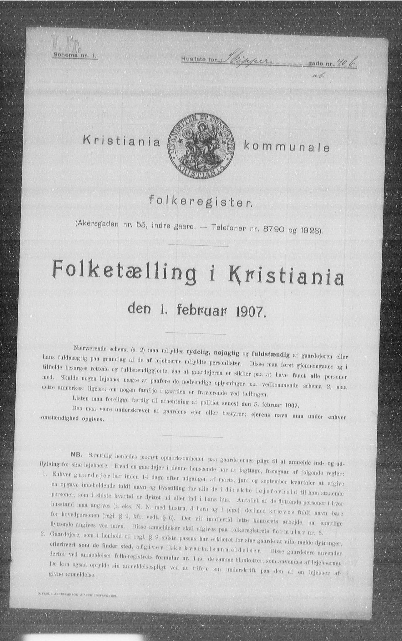 OBA, Kommunal folketelling 1.2.1907 for Kristiania kjøpstad, 1907, s. 48905