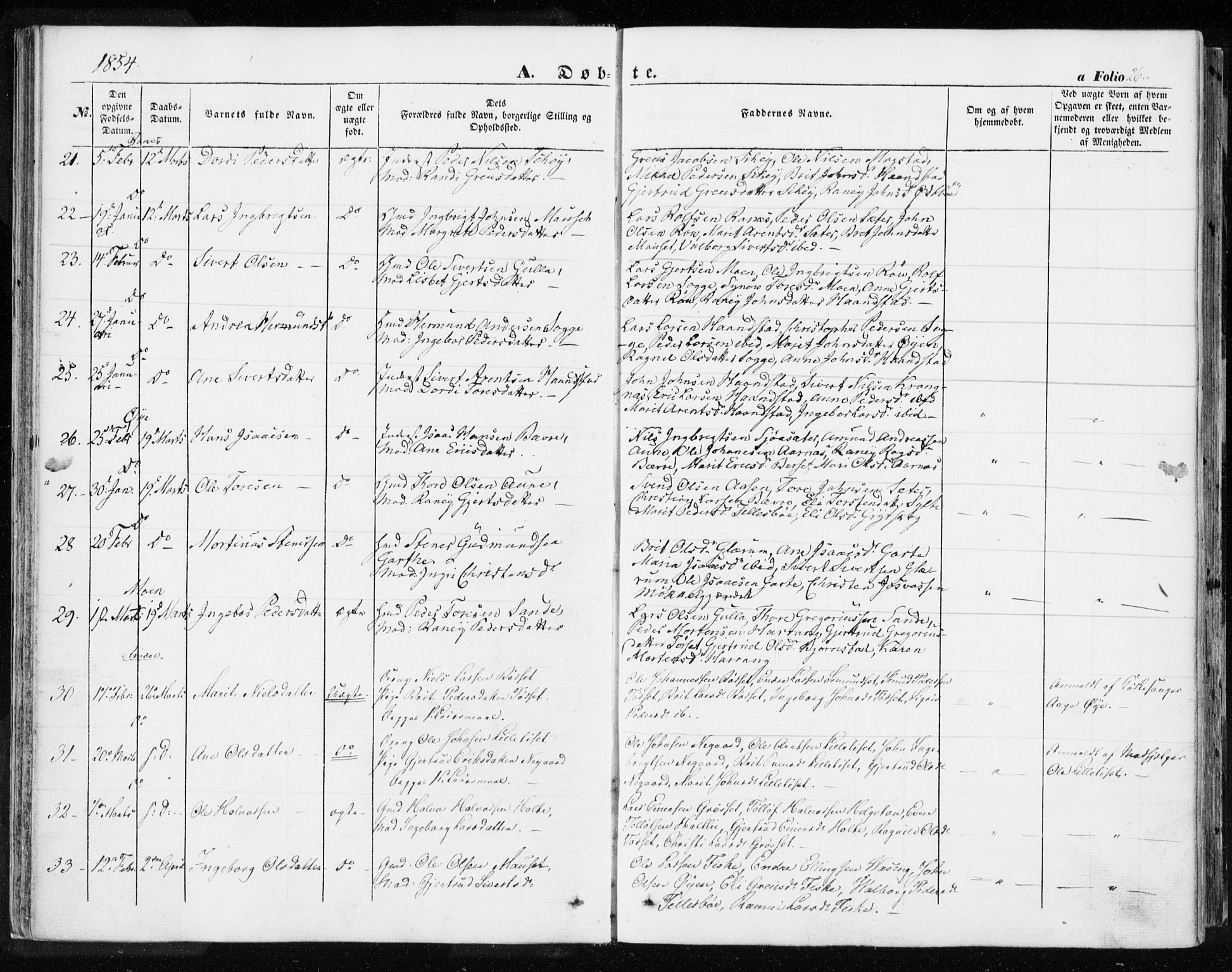 Ministerialprotokoller, klokkerbøker og fødselsregistre - Møre og Romsdal, AV/SAT-A-1454/595/L1044: Ministerialbok nr. 595A06, 1852-1863, s. 26