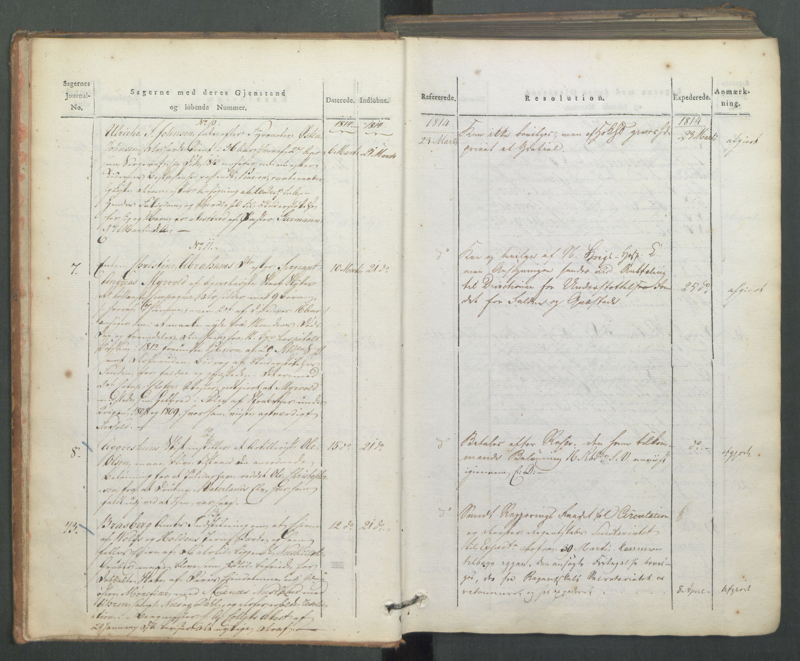 Departementene i 1814, AV/RA-S-3899/Fa/L0008: 1. byrå - Journal B, 1814, s. 5