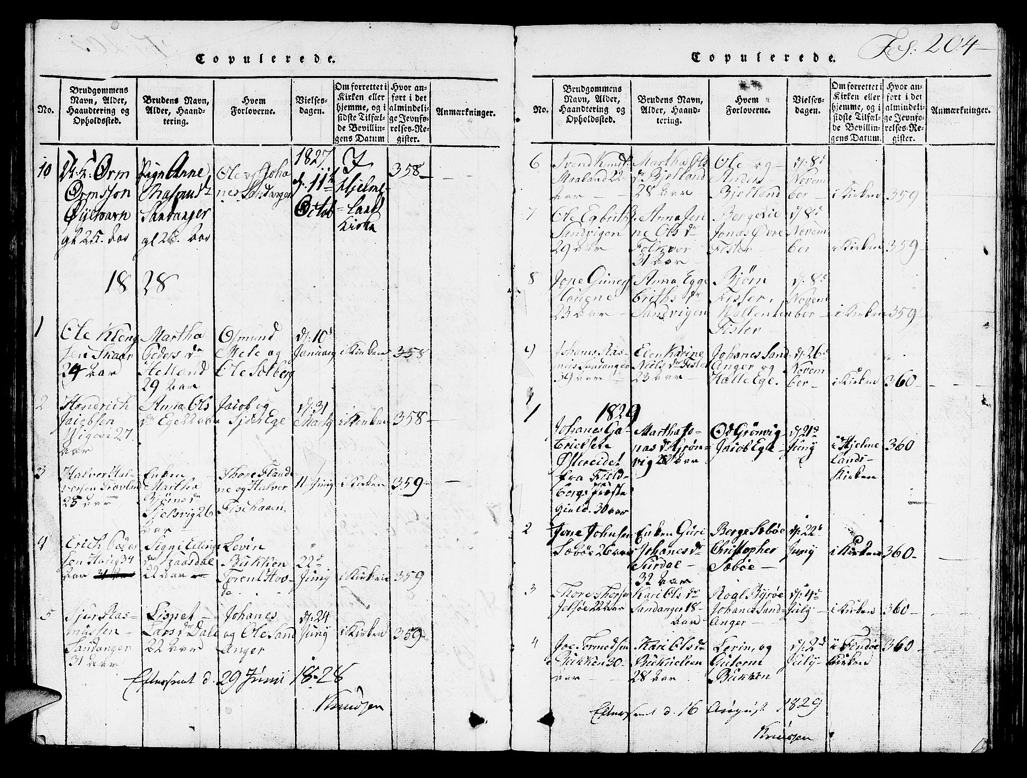 Hjelmeland sokneprestkontor, AV/SAST-A-101843/01/V/L0003: Klokkerbok nr. B 3, 1816-1841, s. 204