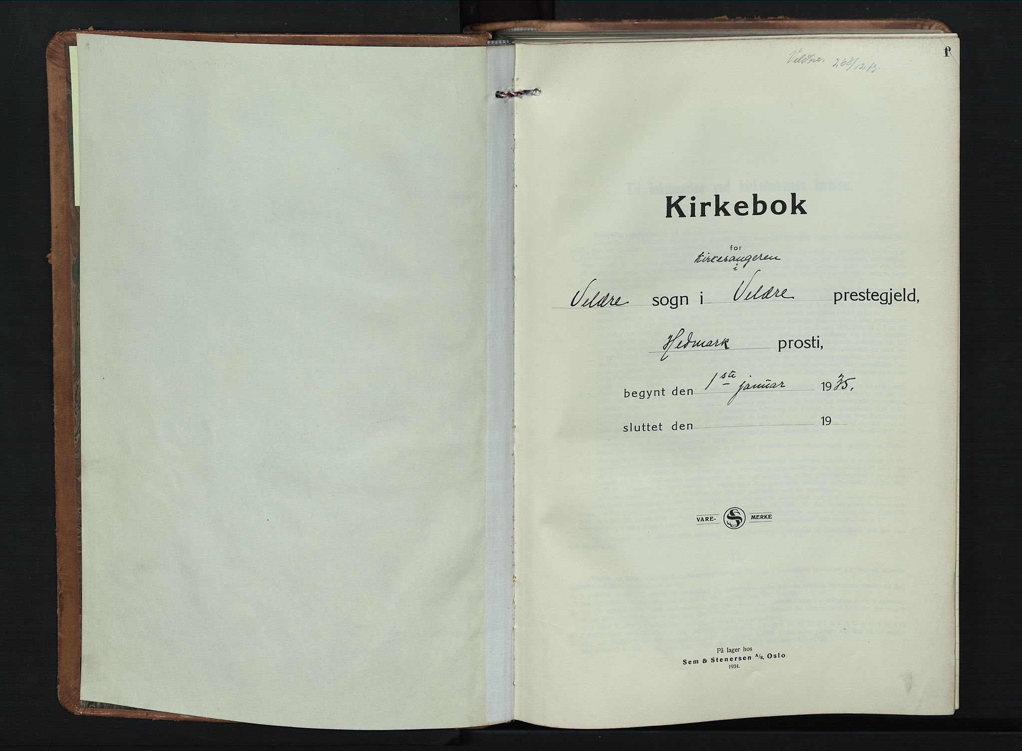 Veldre prestekontor, AV/SAH-PREST-018/L/La/L0002: Klokkerbok nr. 2, 1935-1949, s. 1