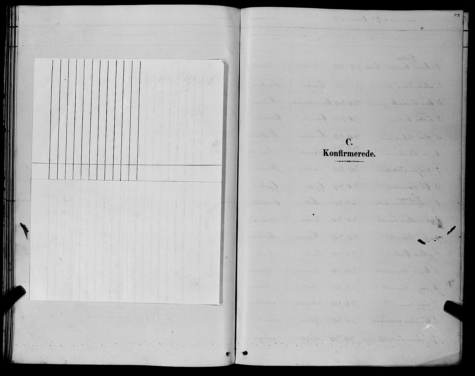 Hægebostad sokneprestkontor, SAK/1111-0024/F/Fb/Fba/L0003: Klokkerbok nr. B 3, 1883-1896, s. 49