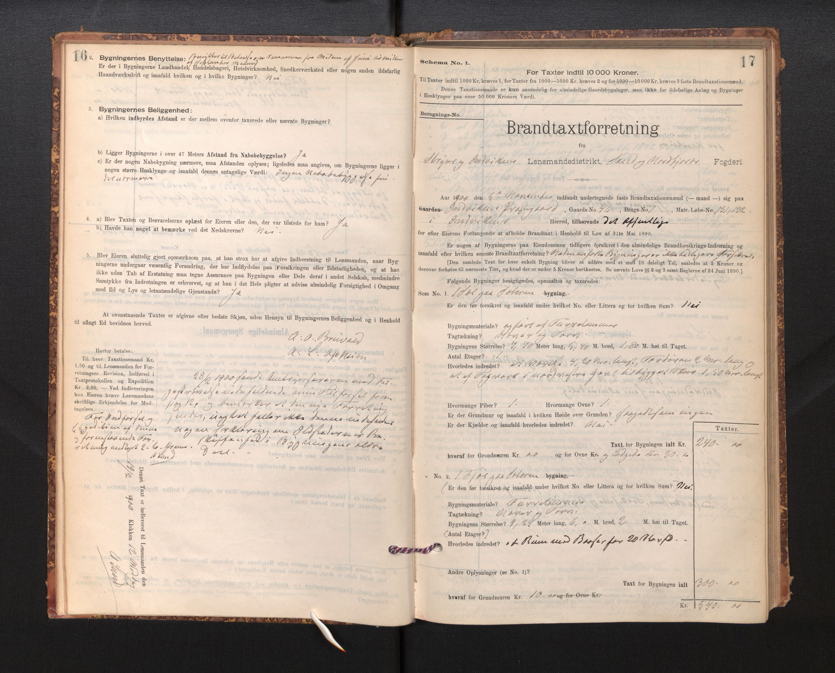 Lensmannen i Stryn og Innvik, SAB/A-30201/0012/L0002: Branntakstprotokoll, skjematakst, 1894-1942, s. 16-17