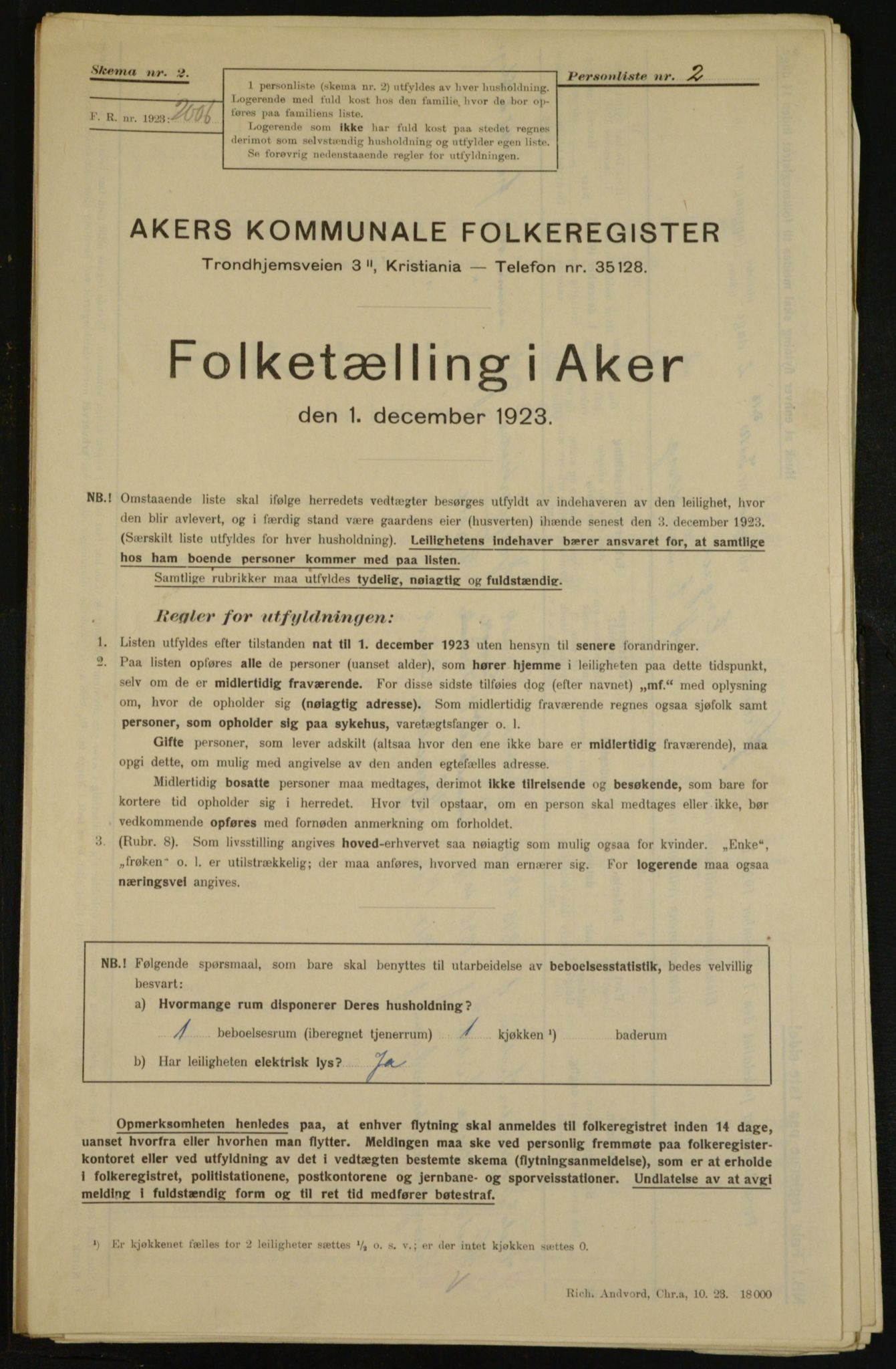 , Kommunal folketelling 1.12.1923 for Aker, 1923, s. 35192