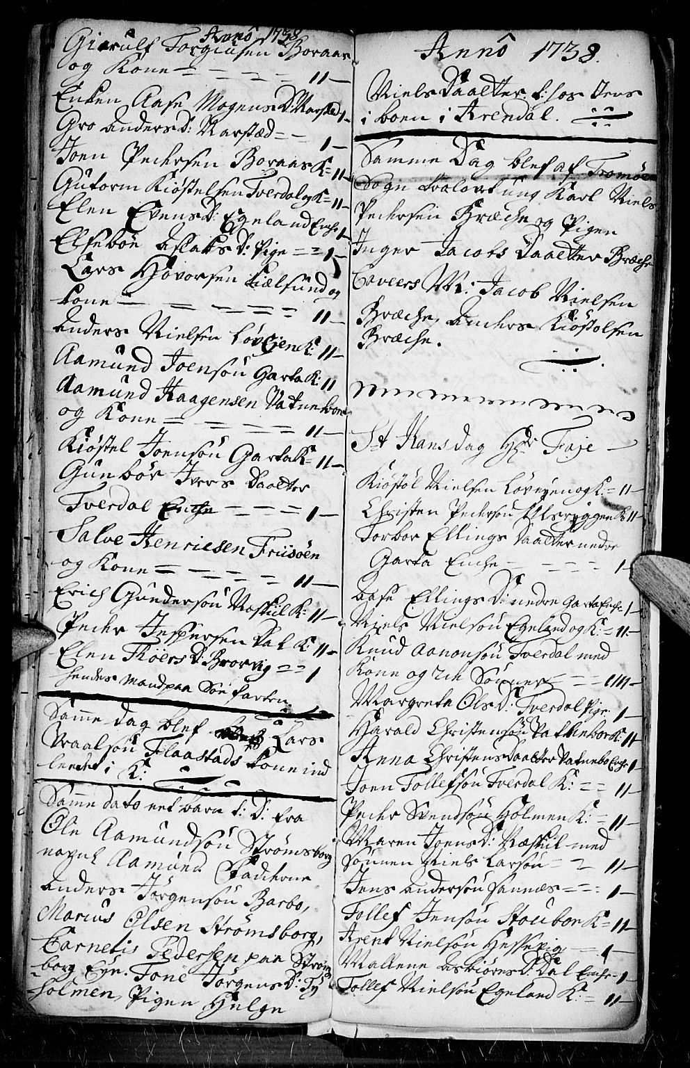 Dypvåg sokneprestkontor, AV/SAK-1111-0007/F/Fb/Fba/L0003: Klokkerbok nr. B 3, 1715-1738, s. 154