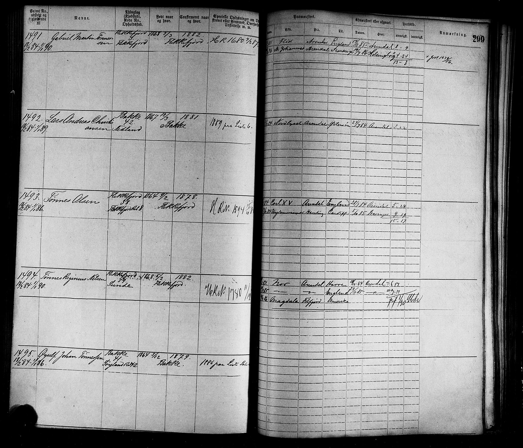 Flekkefjord mønstringskrets, AV/SAK-2031-0018/F/Fa/L0002: Annotasjonsrulle nr 1-1920 med register, N-2, 1870-1891, s. 328