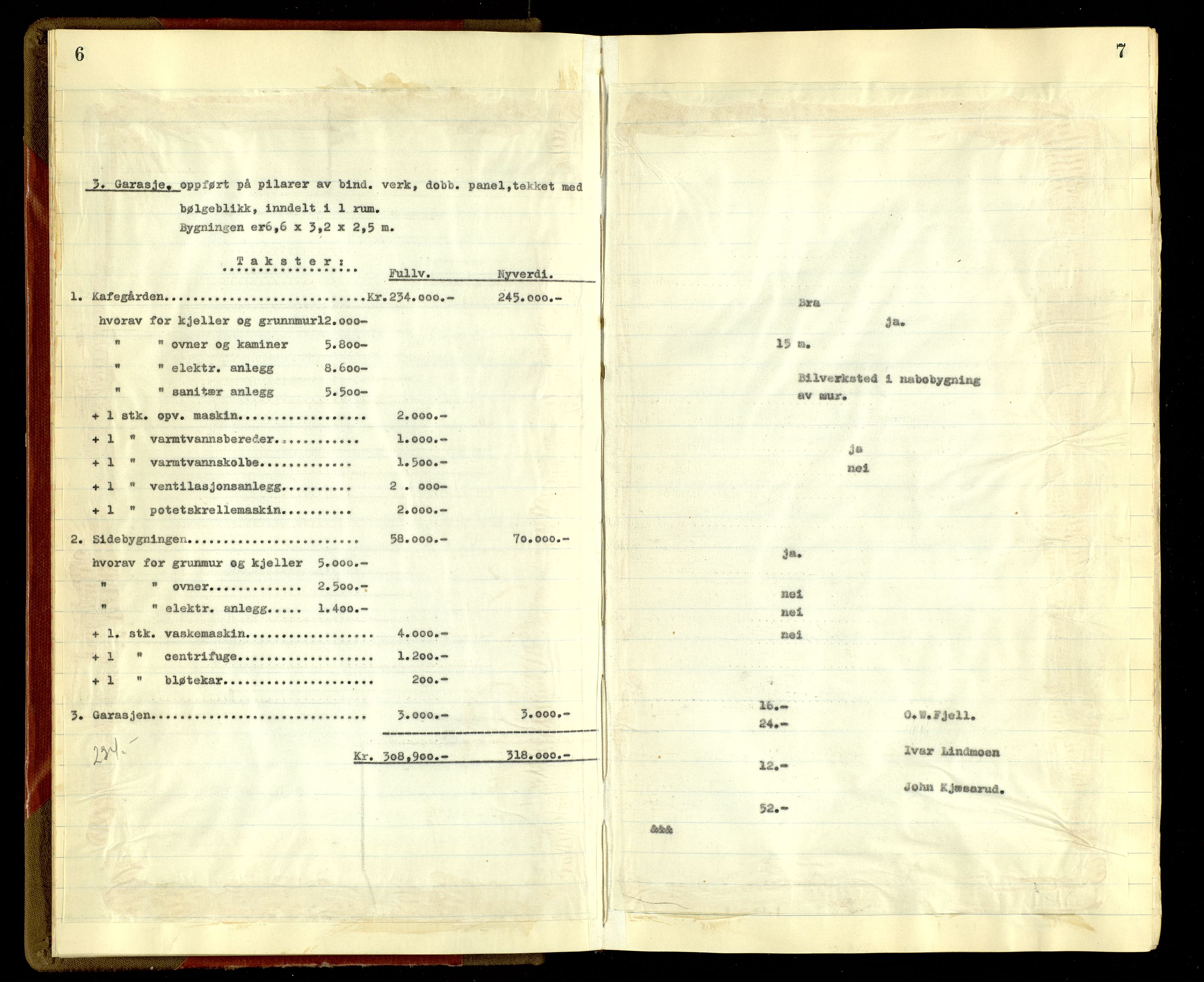 Norges Brannkasse, Gjøvik, AV/SAH-NBRANG-045/F/L0011: Branntakstprotokoll, 1952-1955, s. 6-7