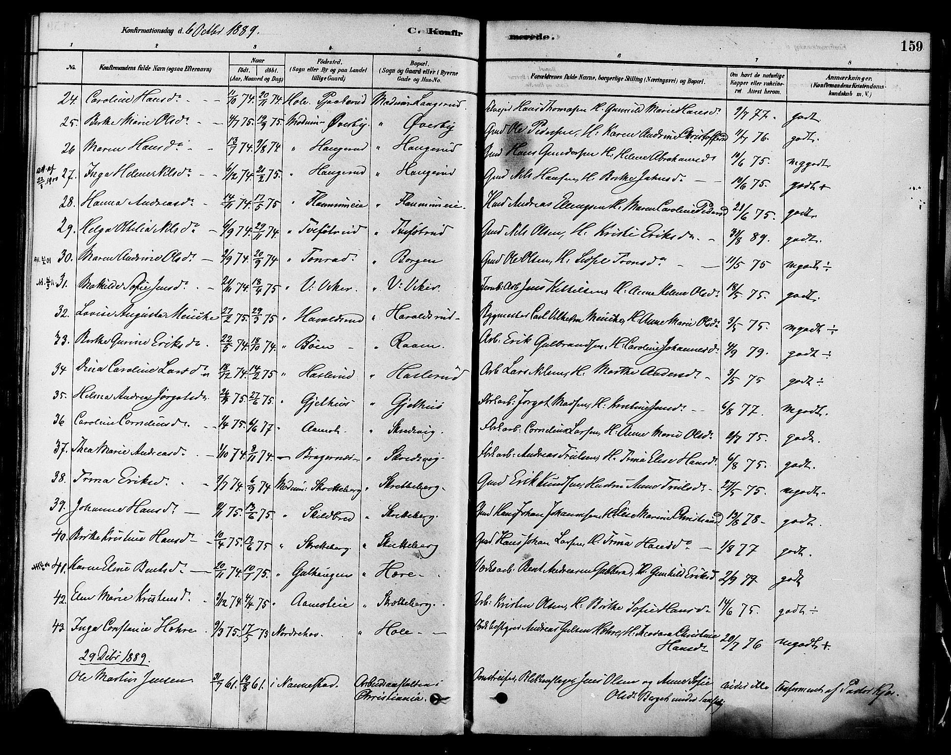 Modum kirkebøker, AV/SAKO-A-234/F/Fa/L0011: Ministerialbok nr. 11, 1877-1889, s. 159