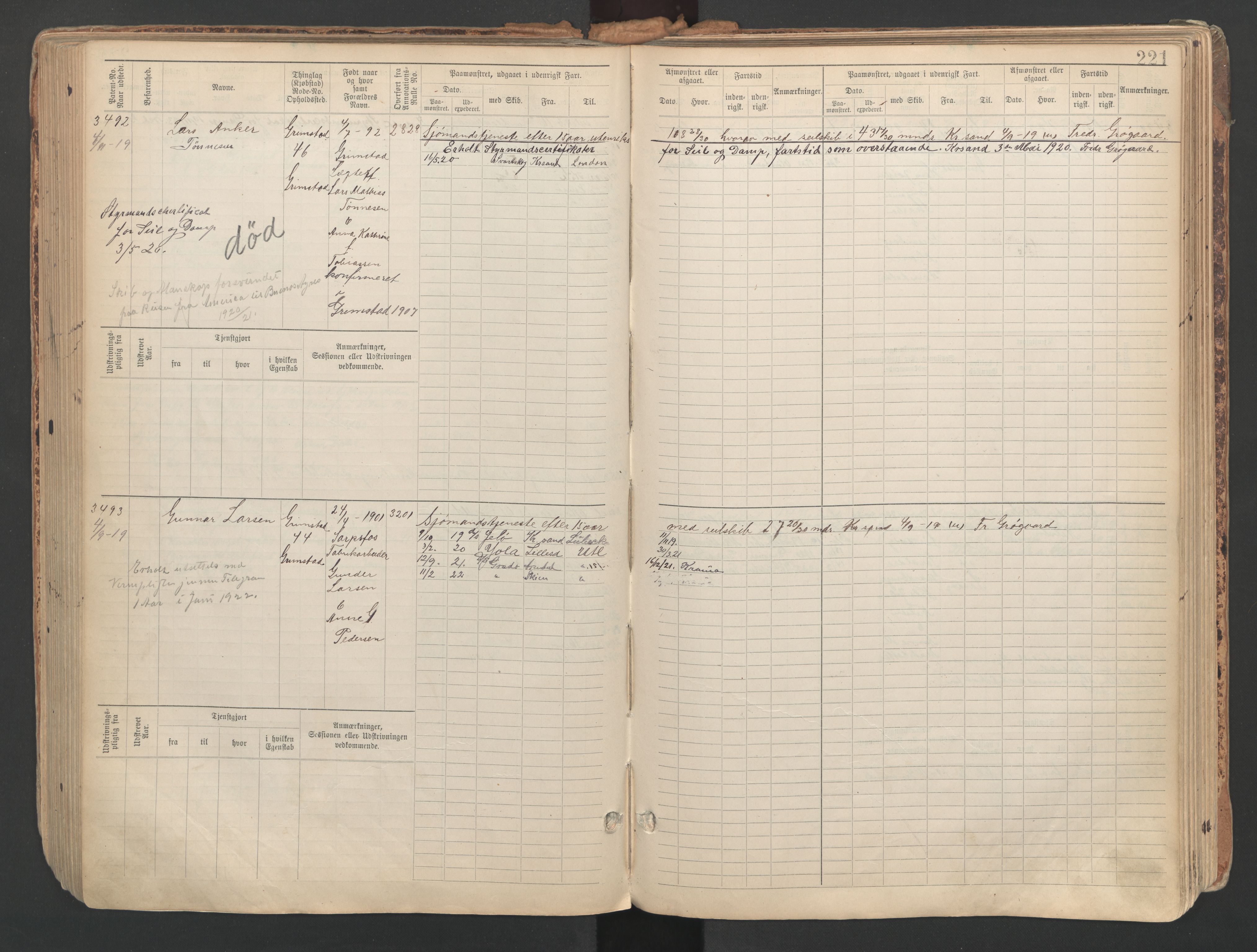 Grimstad mønstringskrets, AV/SAK-2031-0013/F/Fb/L0013: Hovedrulle A nr 3052-3814, V-26, 1900-1943, s. 234