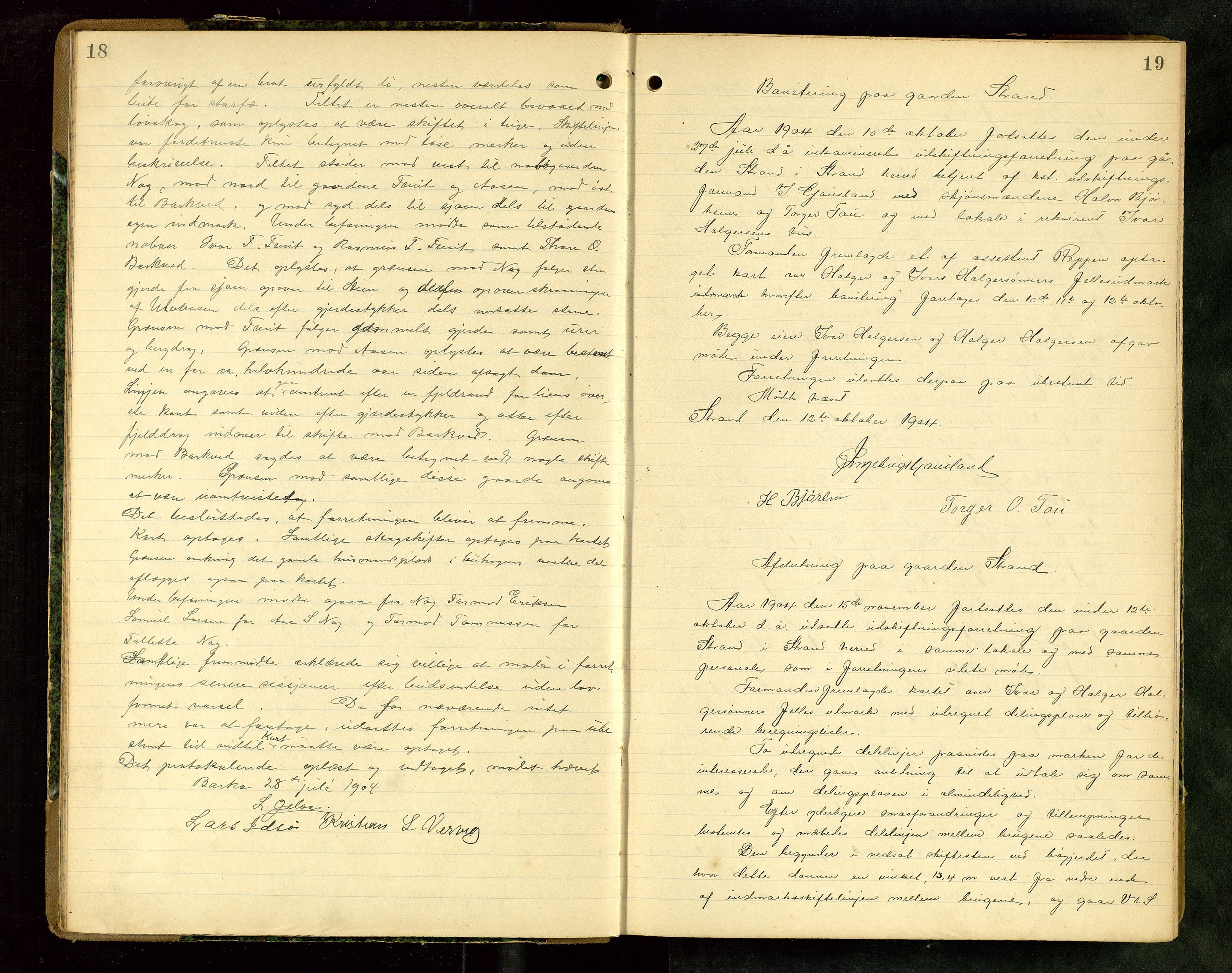 Rogaland jordskifterett, AV/SAST-A-102426/Oa/L0062: Forhandlingsprotokoll, 1904-1908, s. 18-19