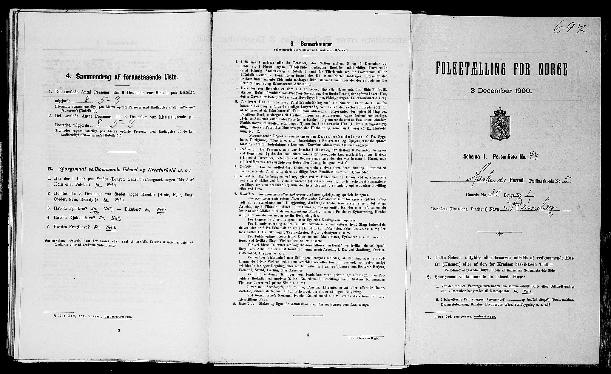 SAST, Folketelling 1900 for 1124 Haaland herred, 1900, s. 903