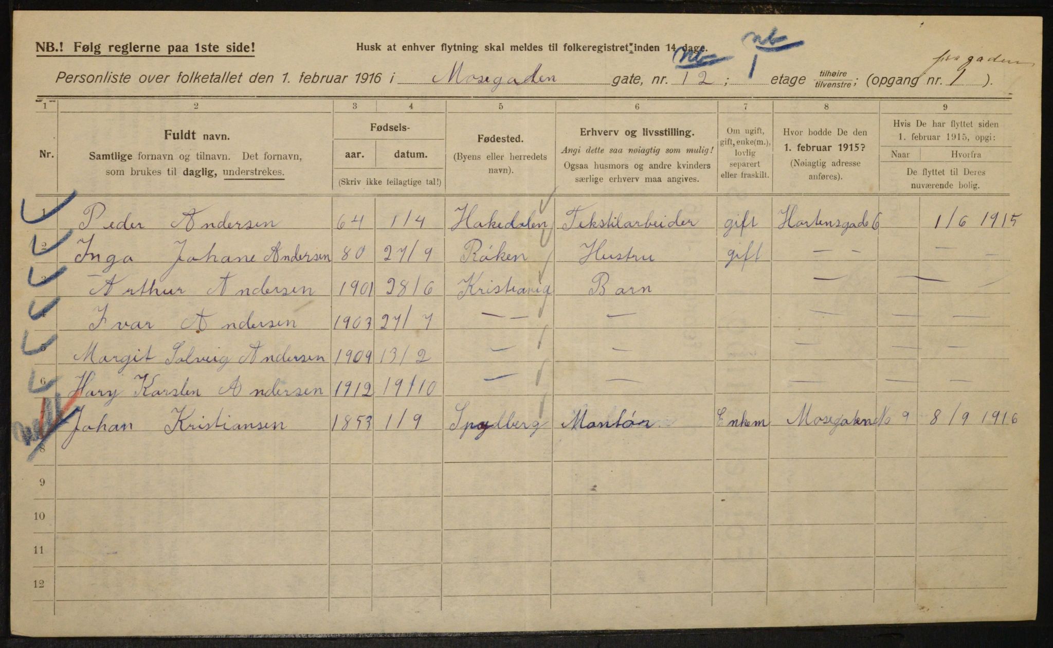OBA, Kommunal folketelling 1.2.1916 for Kristiania, 1916, s. 67561