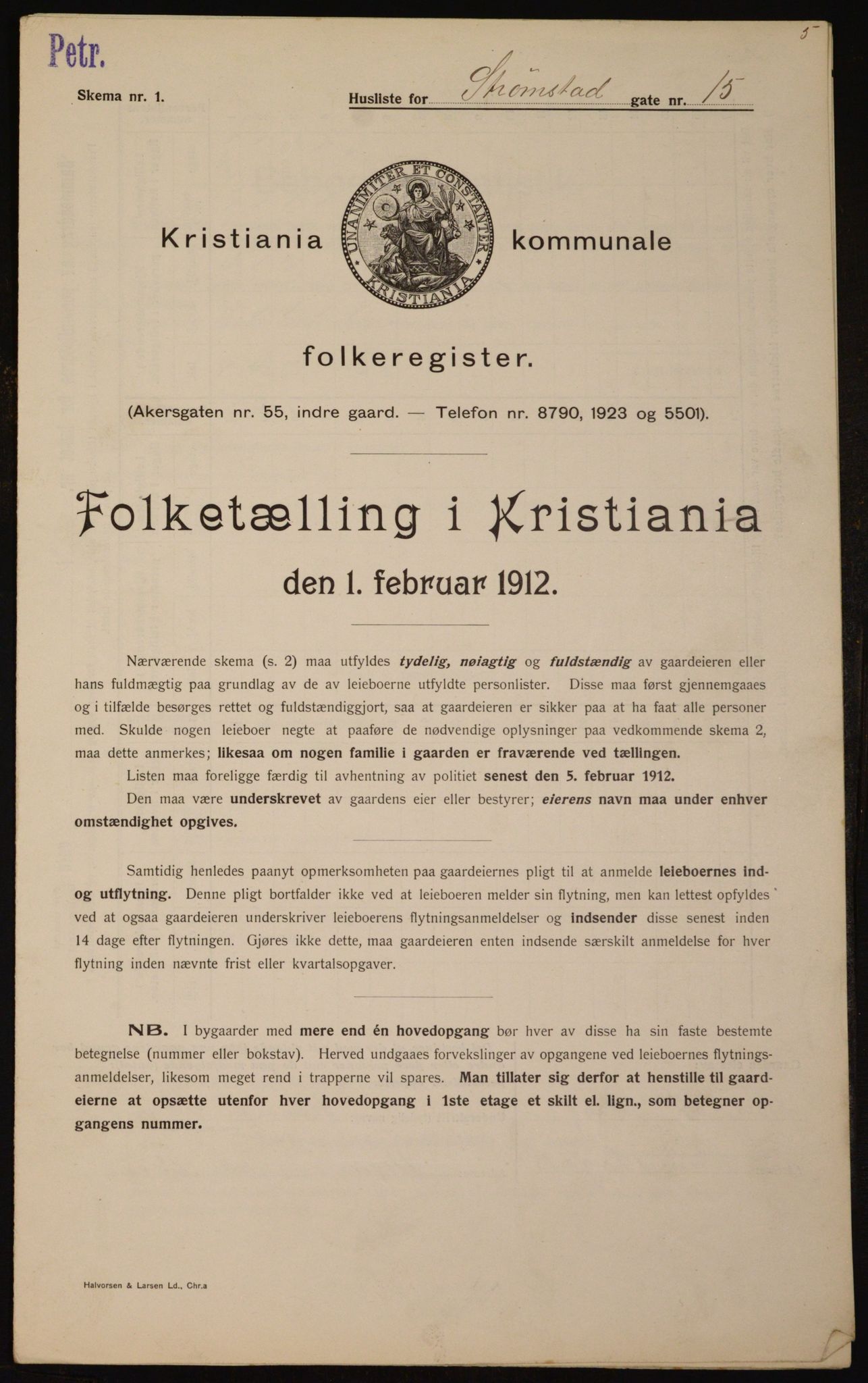 OBA, Kommunal folketelling 1.2.1912 for Kristiania, 1912, s. 103938