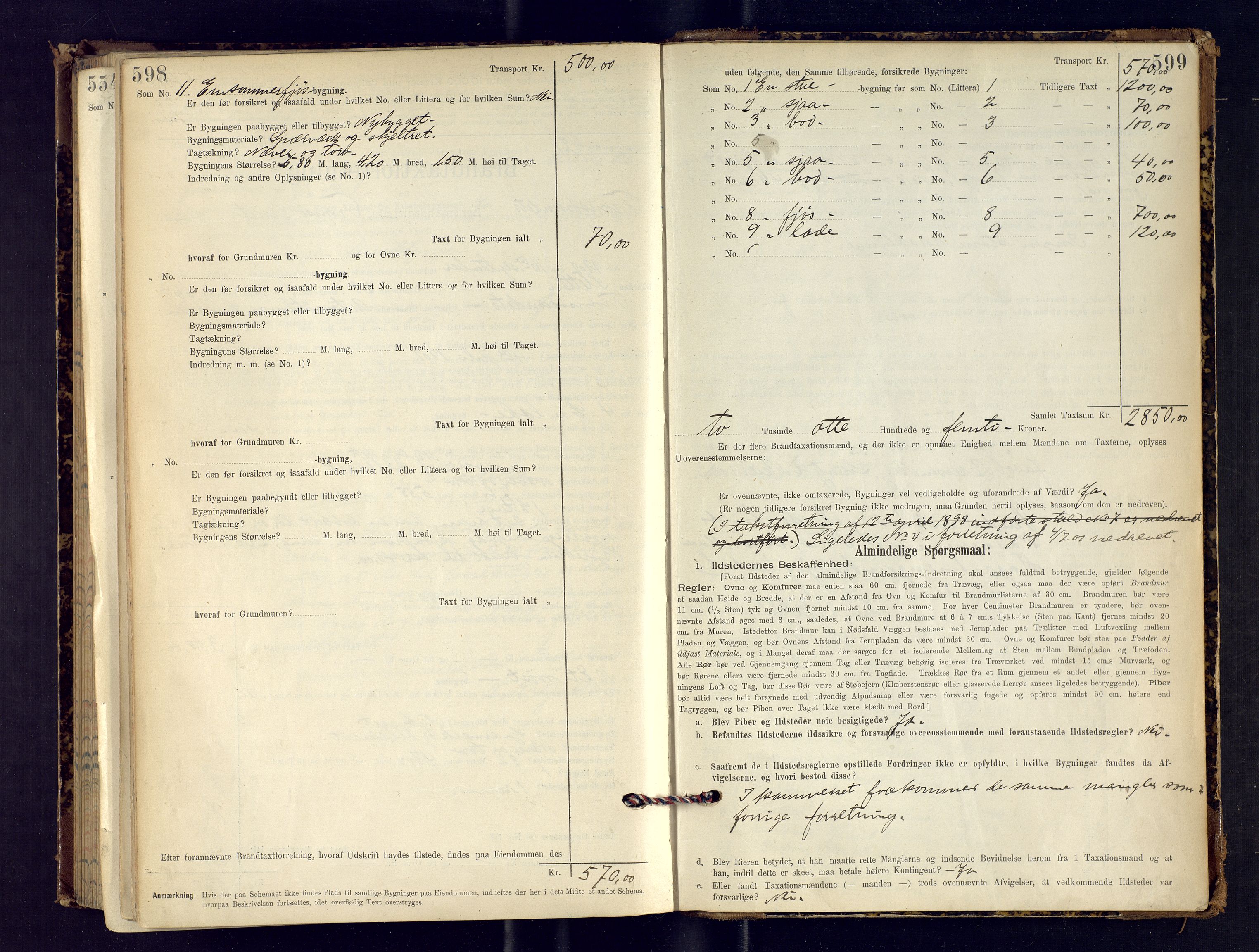 Tromsøysund lensmannskontor, SATØ/SATØ-12/F/Fs/Fsb/L0735: Branntakstprotokoll (S). Med register, 1898-1903, s. 598-599