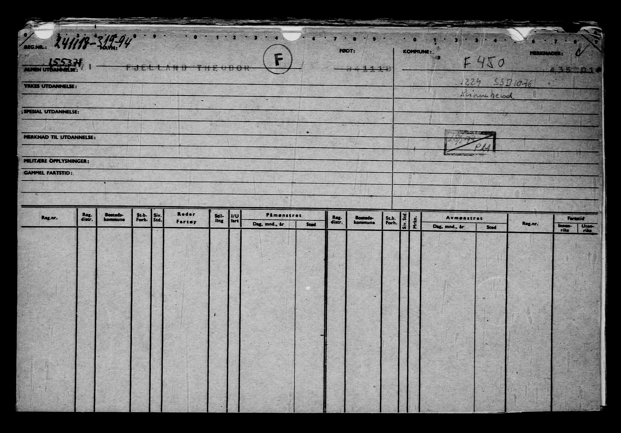 Direktoratet for sjømenn, AV/RA-S-3545/G/Gb/L0164: Hovedkort, 1918, s. 252