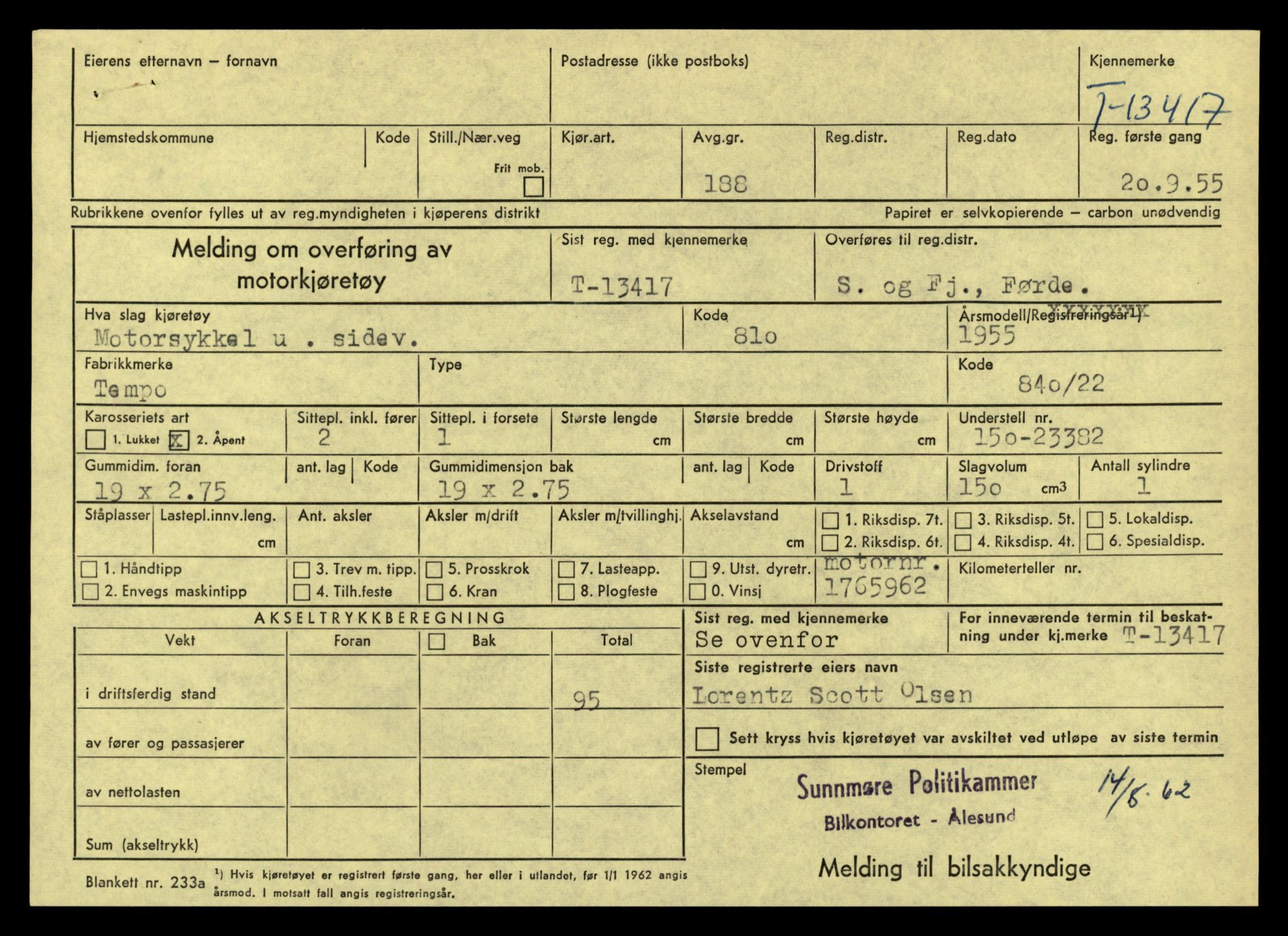 Møre og Romsdal vegkontor - Ålesund trafikkstasjon, AV/SAT-A-4099/F/Fe/L0039: Registreringskort for kjøretøy T 13361 - T 13530, 1927-1998, s. 971