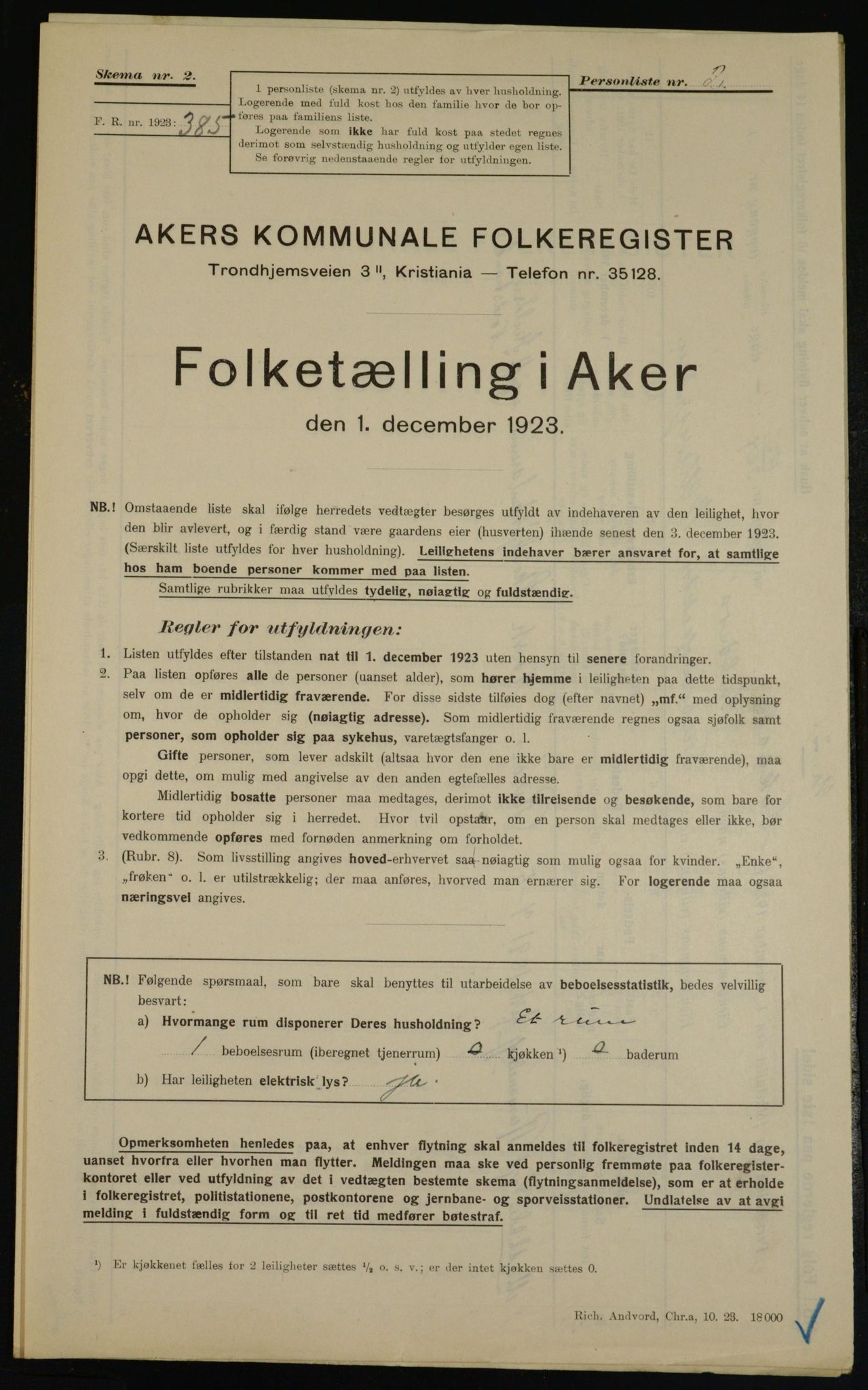 , Kommunal folketelling 1.12.1923 for Aker, 1923, s. 38924